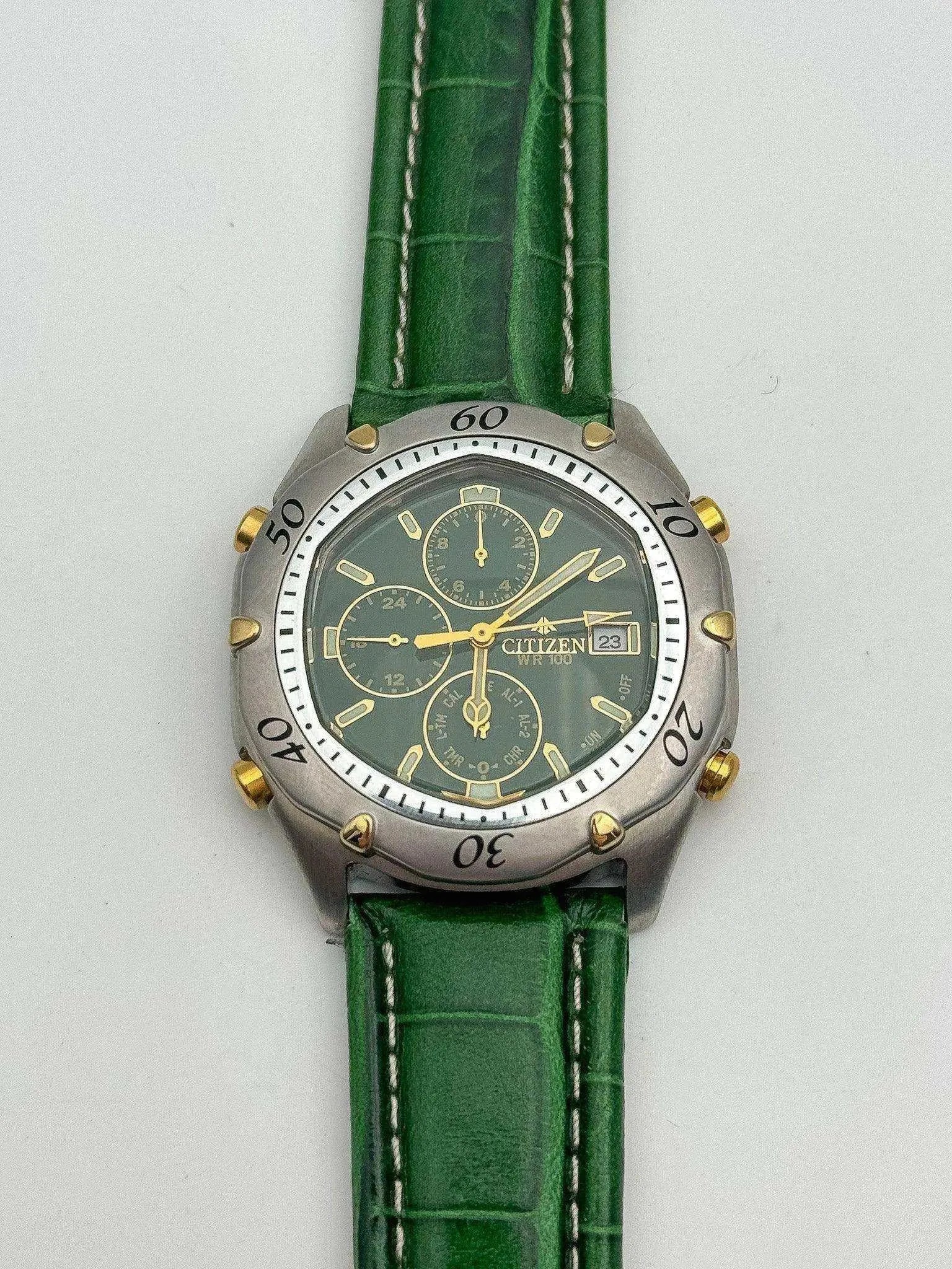 Citizen - Green Alarm Chronograph NOS - FULL SET - 2000´s - Atelier Victor Paris - Vintage Watch Shop Dubai