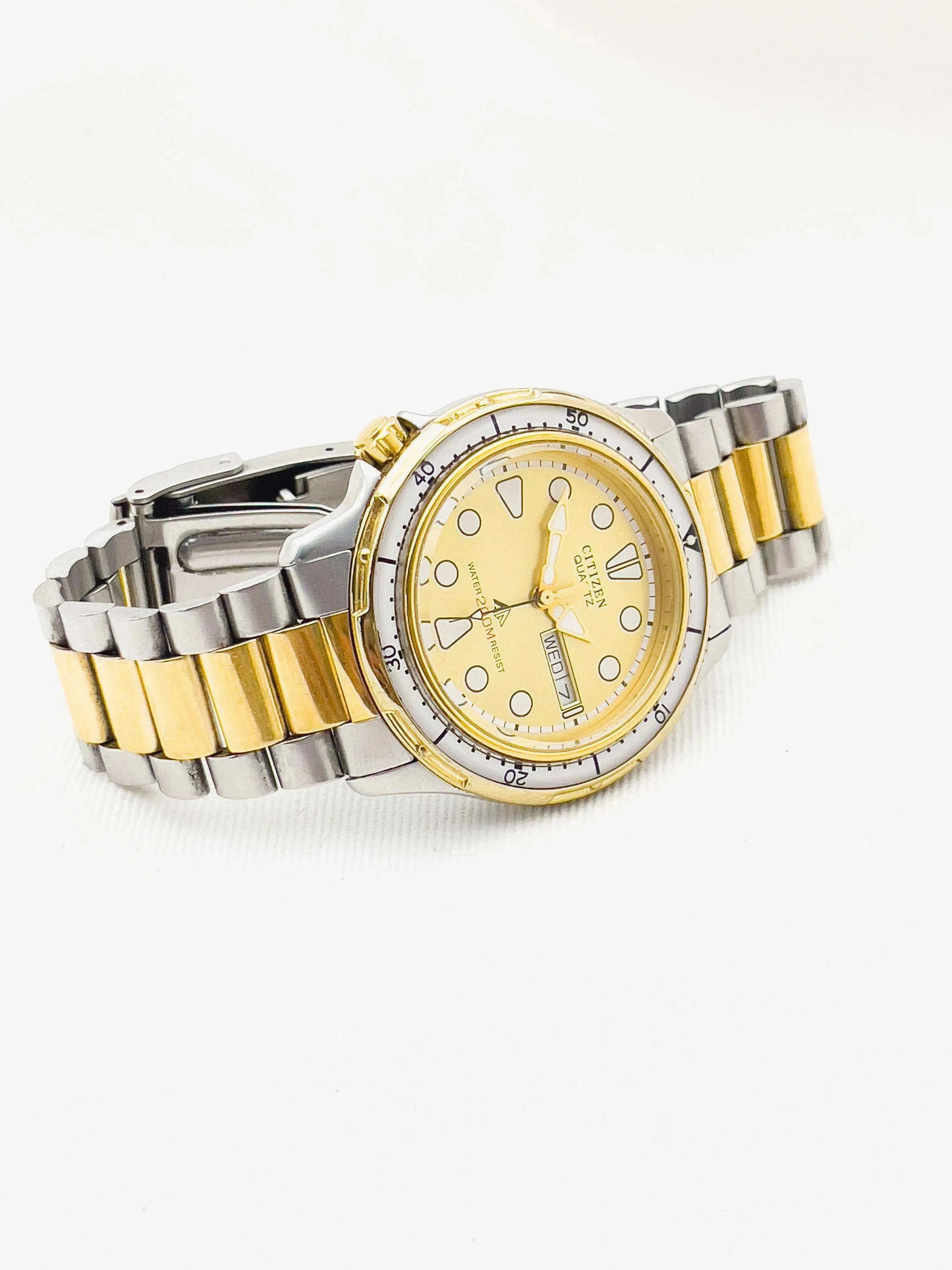 Citizen - Quartz Gold / Acier Daydate Kanji- 1990's - Atelier Victor Paris - Vintage Watch Shop Dubai