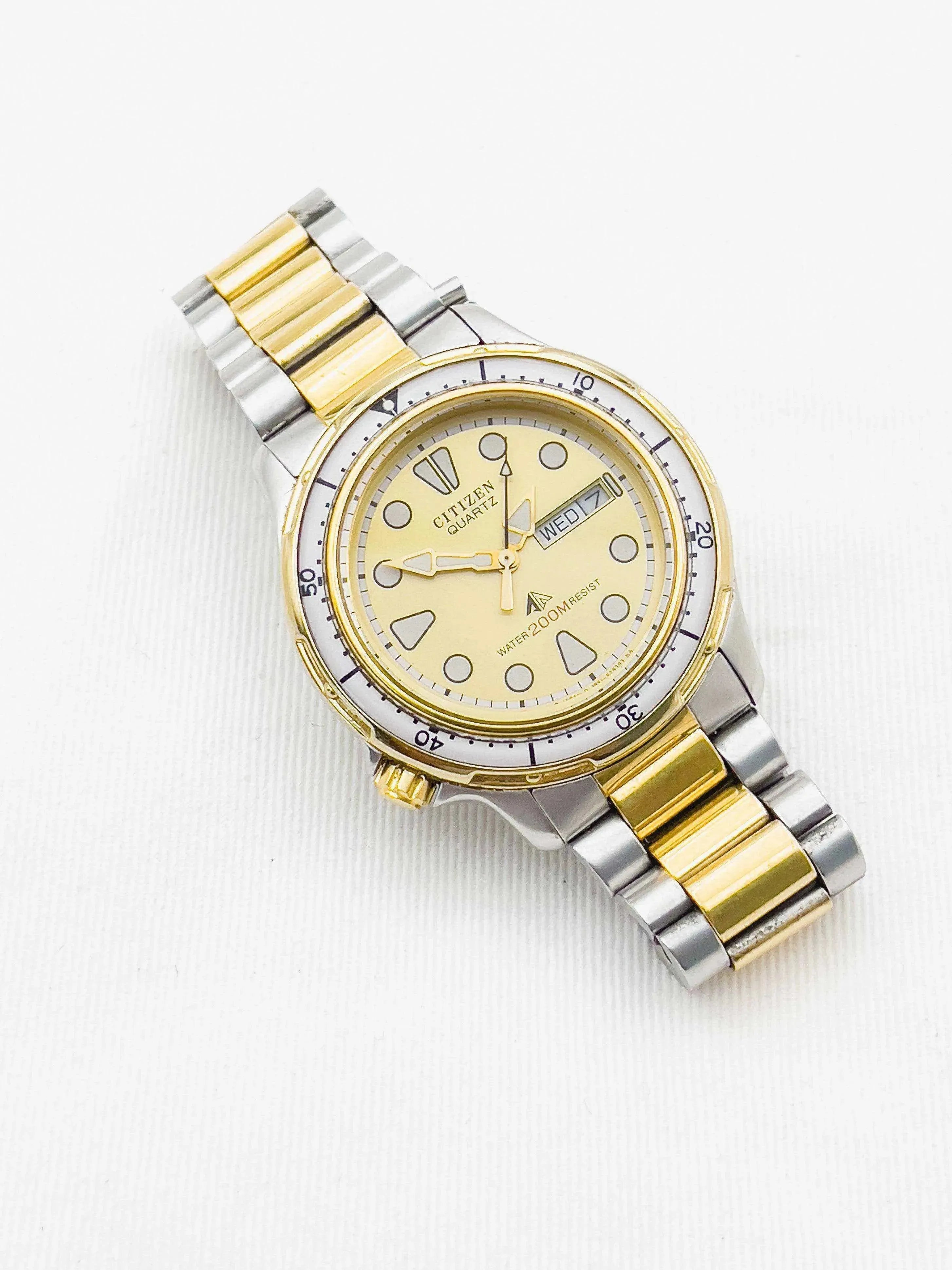 Citizen - Quartz Gold / Acier Daydate Kanji- 1990's - Atelier Victor Paris - Vintage Watch Shop Dubai