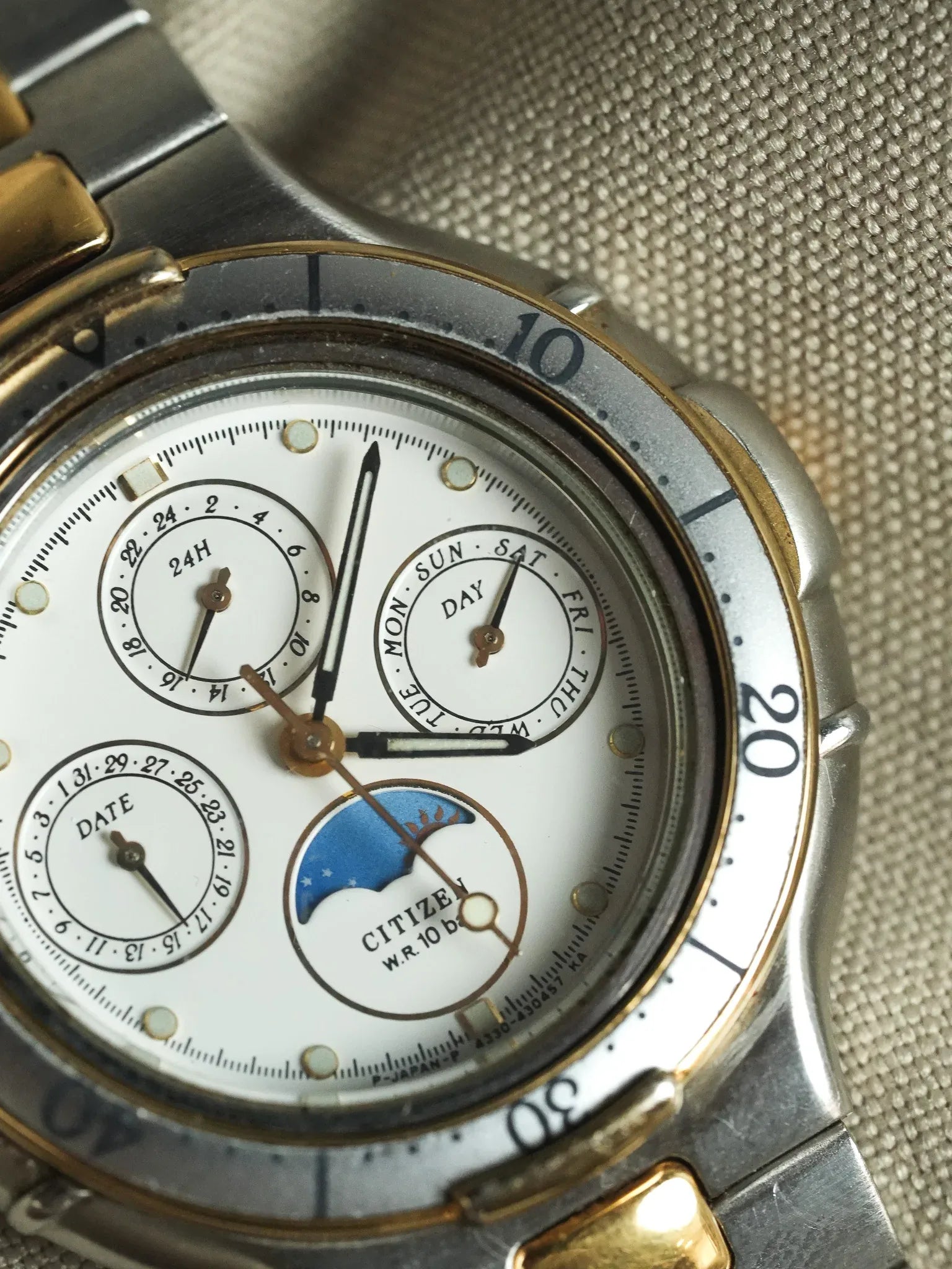 Citizen - Triple Calendar Phase de lune acier or - 1988 - Atelier Victor