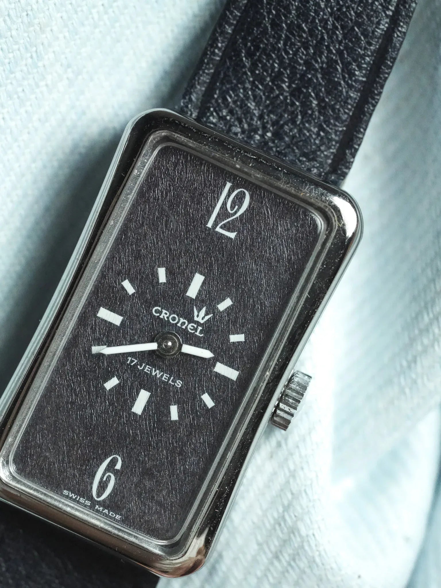 Crodel - Tank à remontage manuel Acier Cadran Anthracite - NOS - 1980s - Atelier Victor