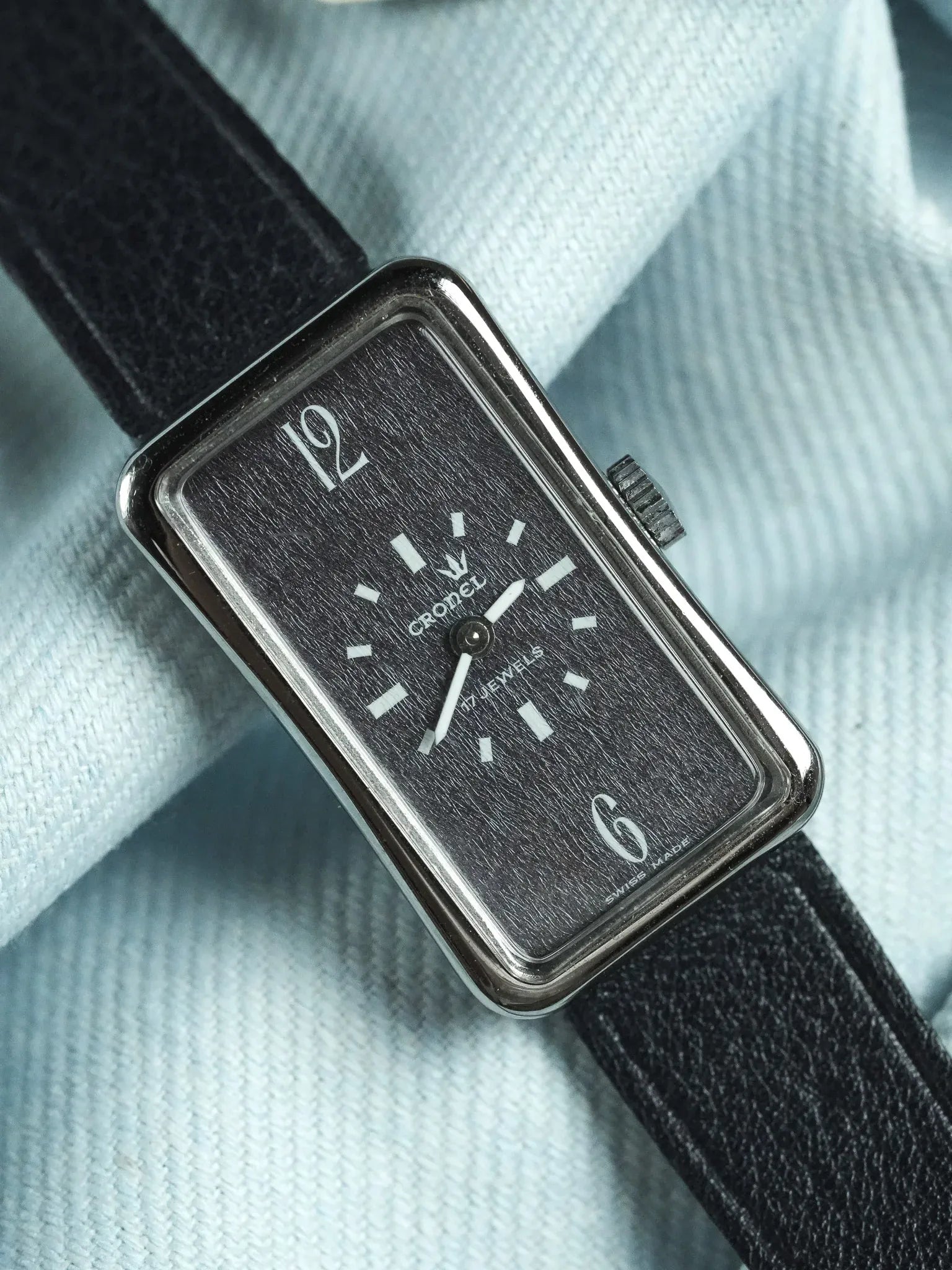 Crodel - Tank à remontage manuel Acier Cadran Anthracite - NOS - 1980s - Atelier Victor