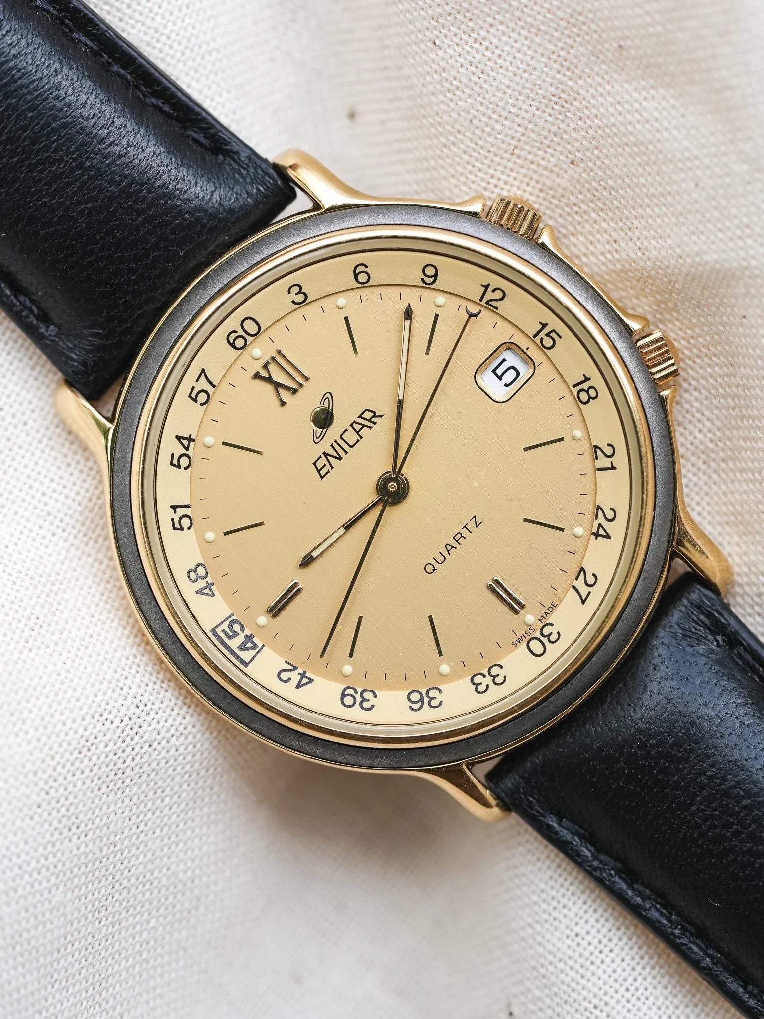 Enicar - Plaqué Or lunette directionnelle interne - NOS - 1990s - Atelier Victor