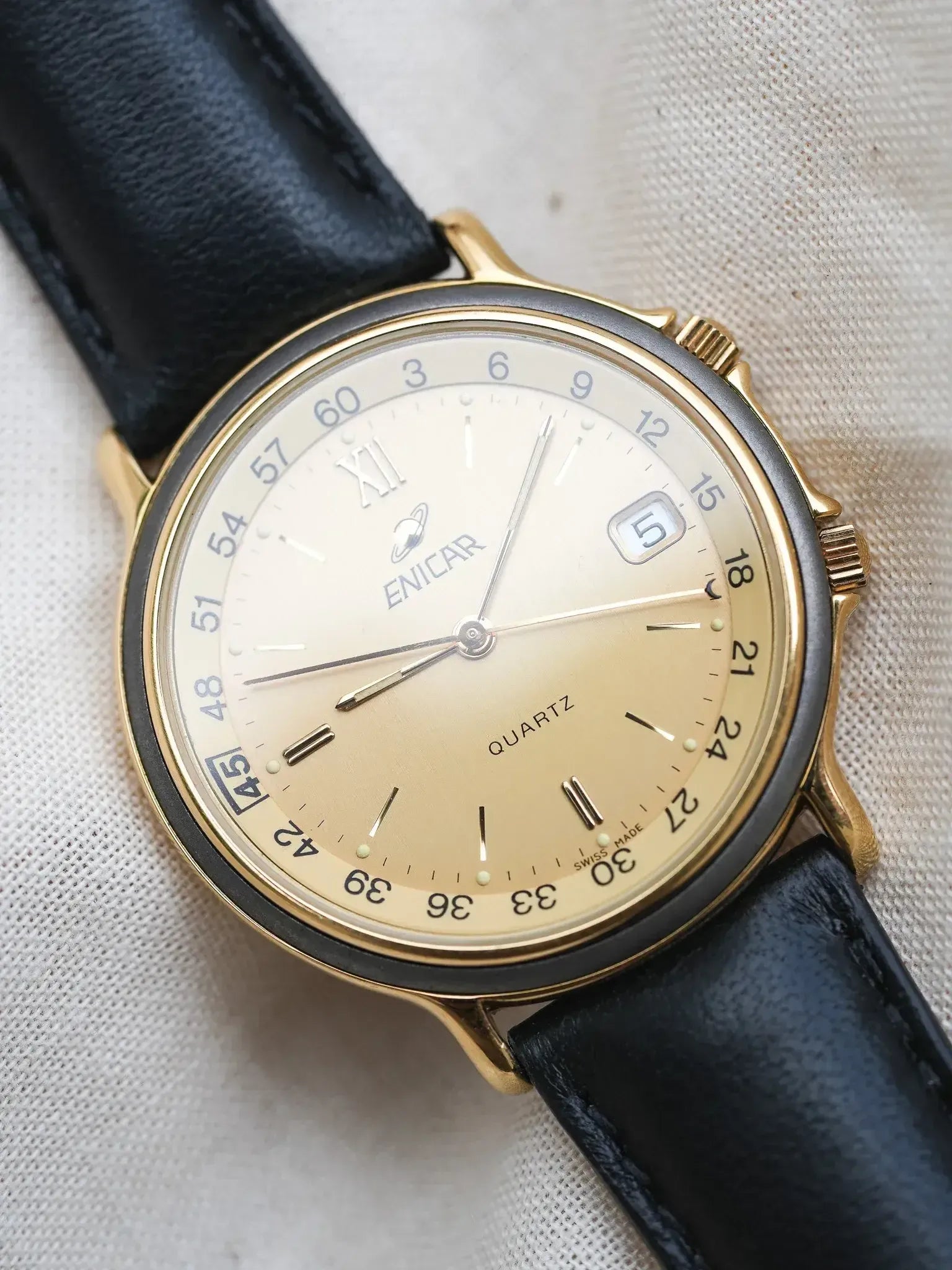 Enicar Watch Gold-Plated vintage bezel | Atelier Victor