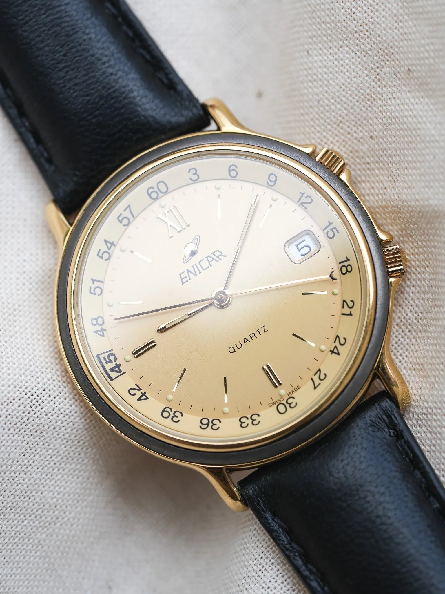 Enicar - Plaqué Or lunette directionnelle interne - NOS - 1990s - Atelier Victor