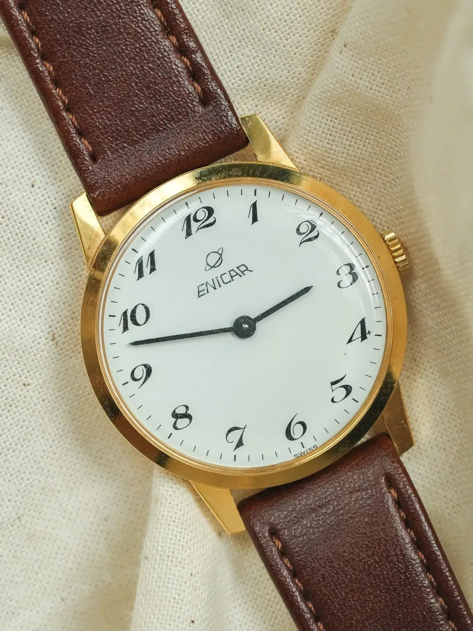 Enicar - Gold Plated Ultra slim White Dial - 1980s - Atelier Victor