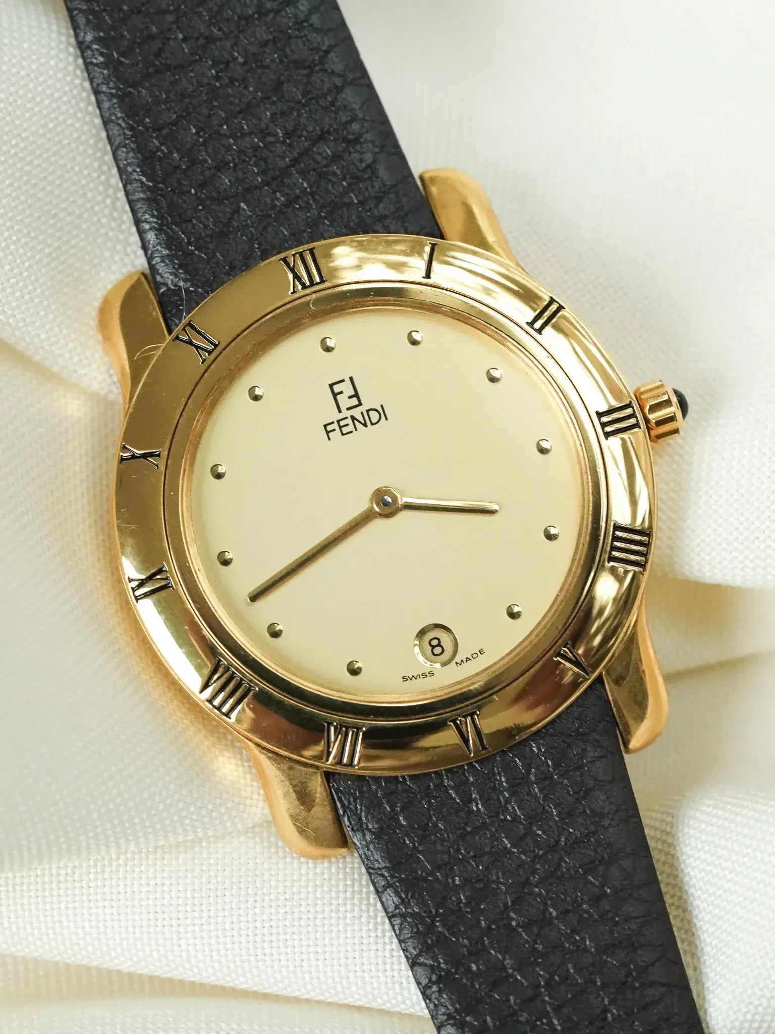 Fendi - Gold Plated Date 6h Cabochon 34mm - 1990s - Atelier Victor
