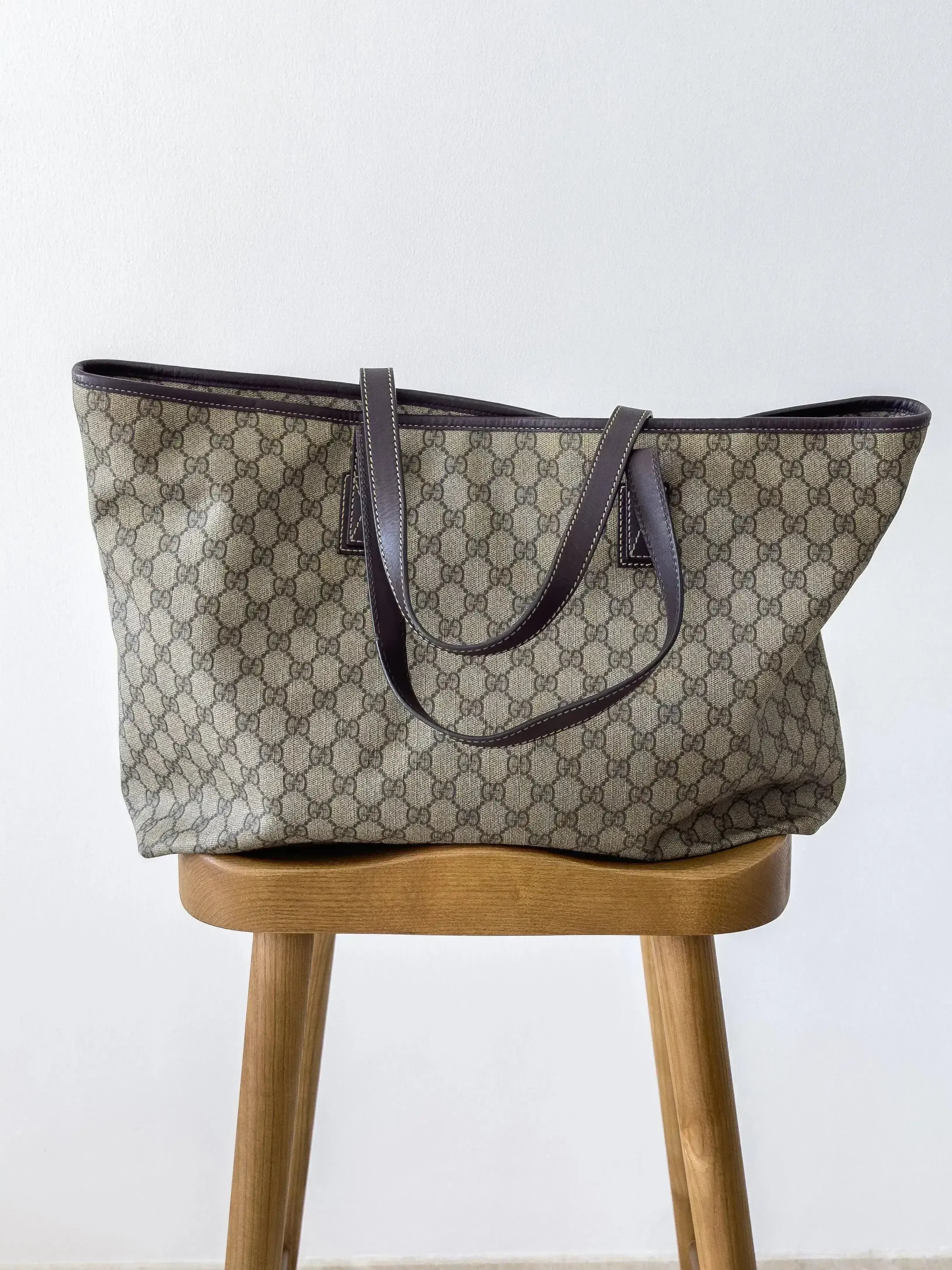 Vintage GG Supreme Beige Canvas & Leather Tote Bag | Atelier Victor