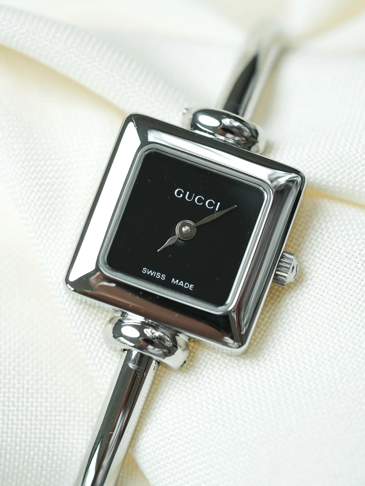 Gucci - Black Square Steel Bangle Bracelet - 1990s 