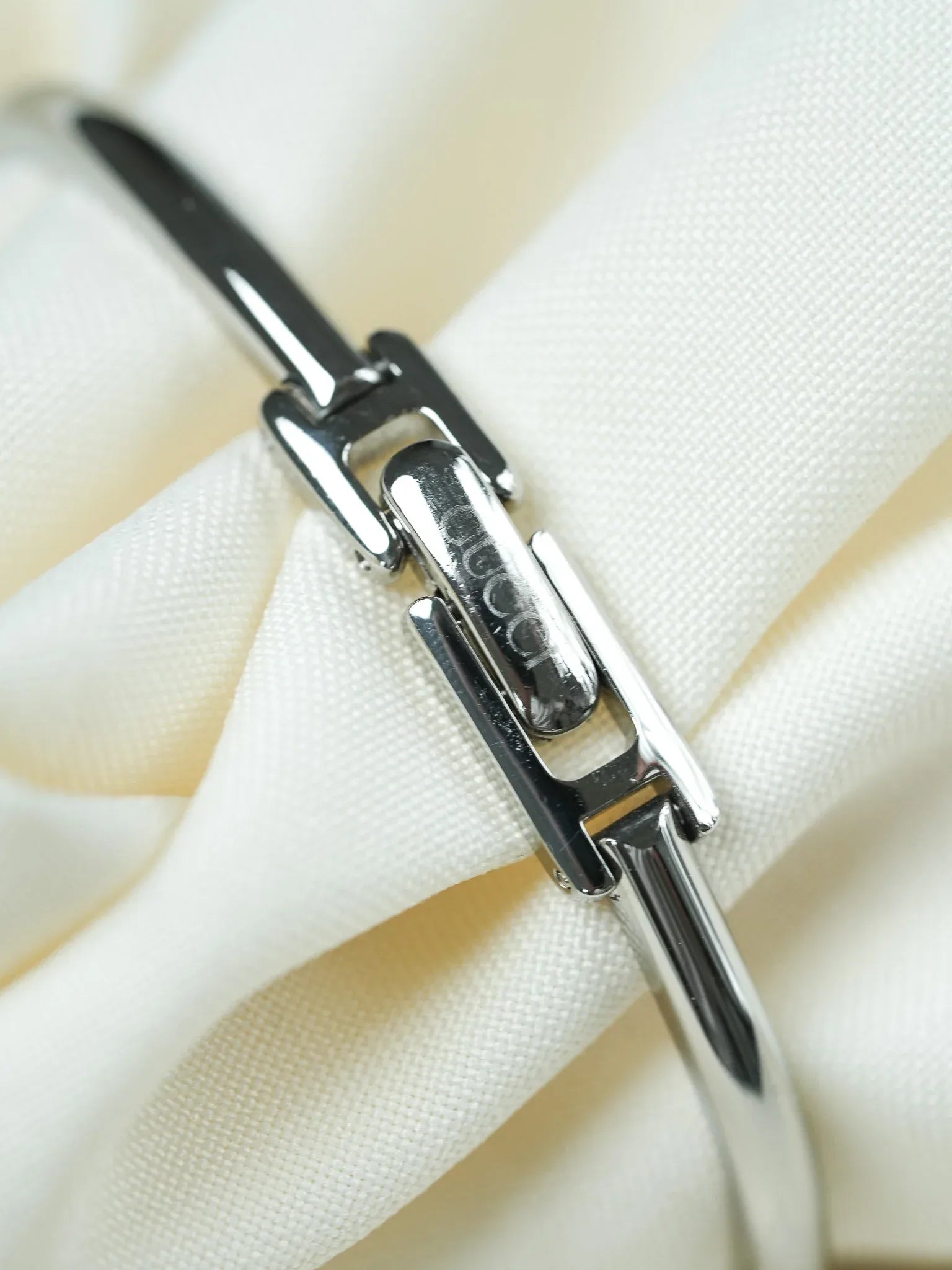 Gucci - Black Square Steel Bangle Bracelet - 1990s 