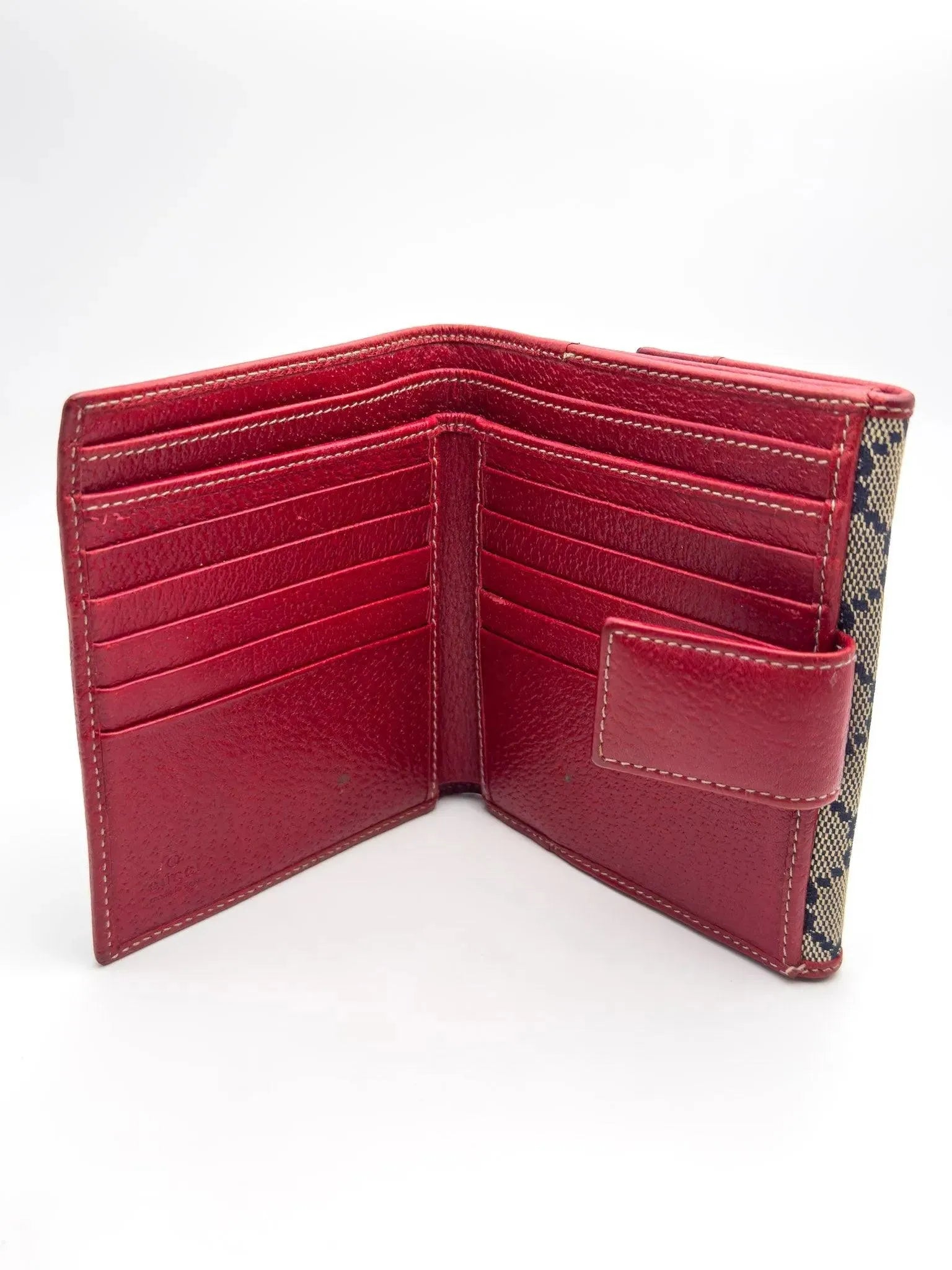 Gucci - Portefeuille en toile GG Bleu Cuir Rouge - Atelier Victor Paris - Vintage Watch Shop Dubai