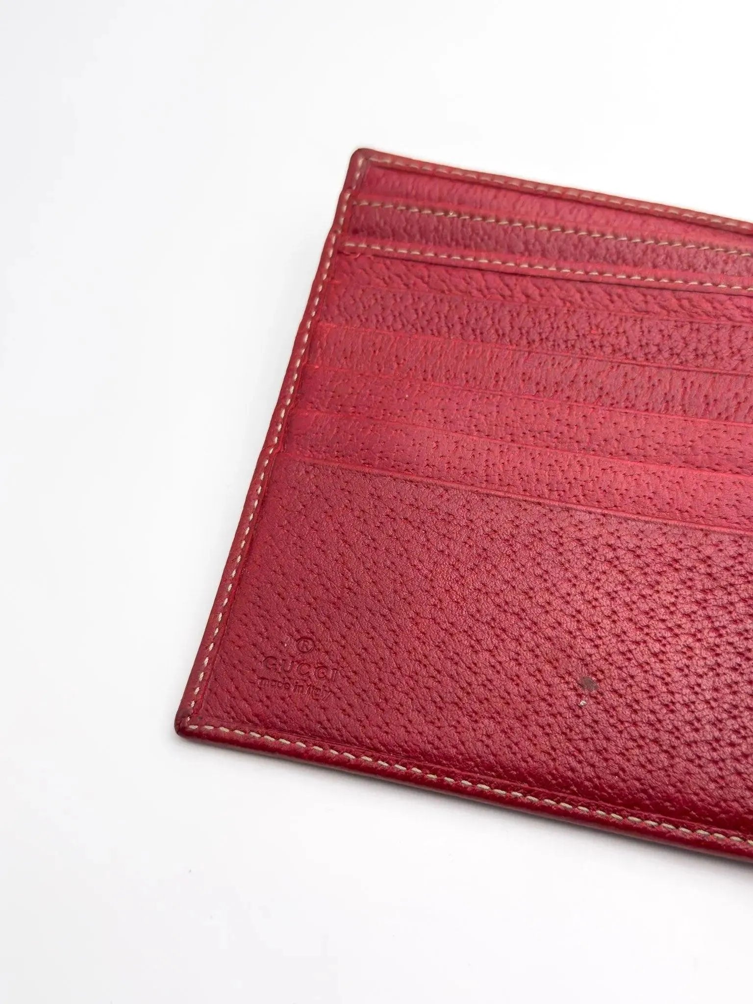 Gucci - Portefeuille en toile GG Bleu Cuir Rouge - Atelier Victor Paris - Vintage Watch Shop Dubai