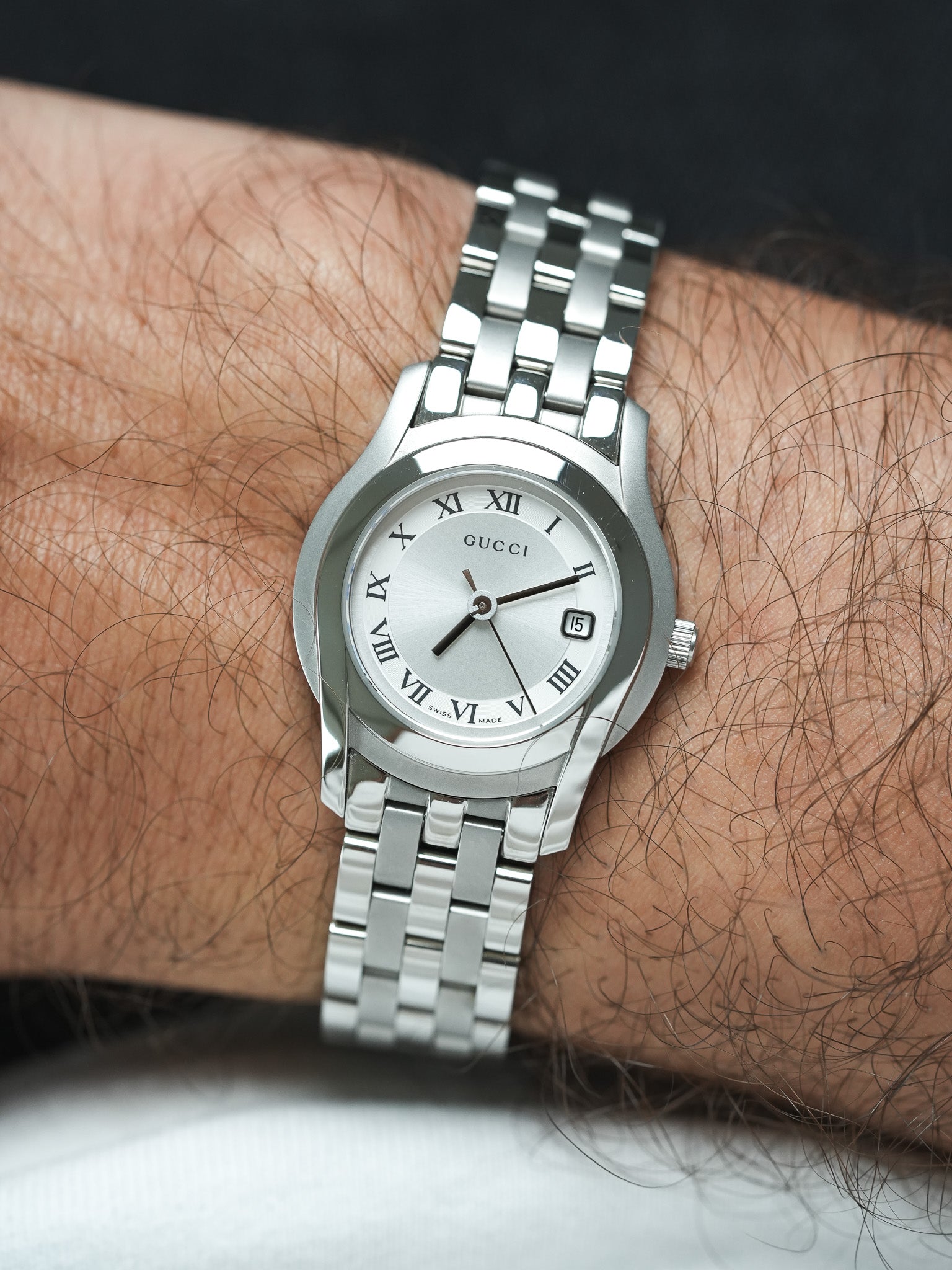 Gucci - Round Steel Polished & Brushed Steel Mesh Bracelet 27mm - 2010s 