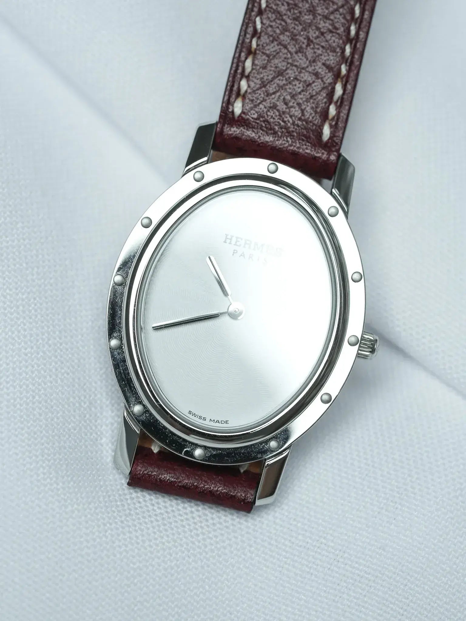 Hermes - Tonneau Acier Cadran Guilloché ref.C01.510 - 2010s