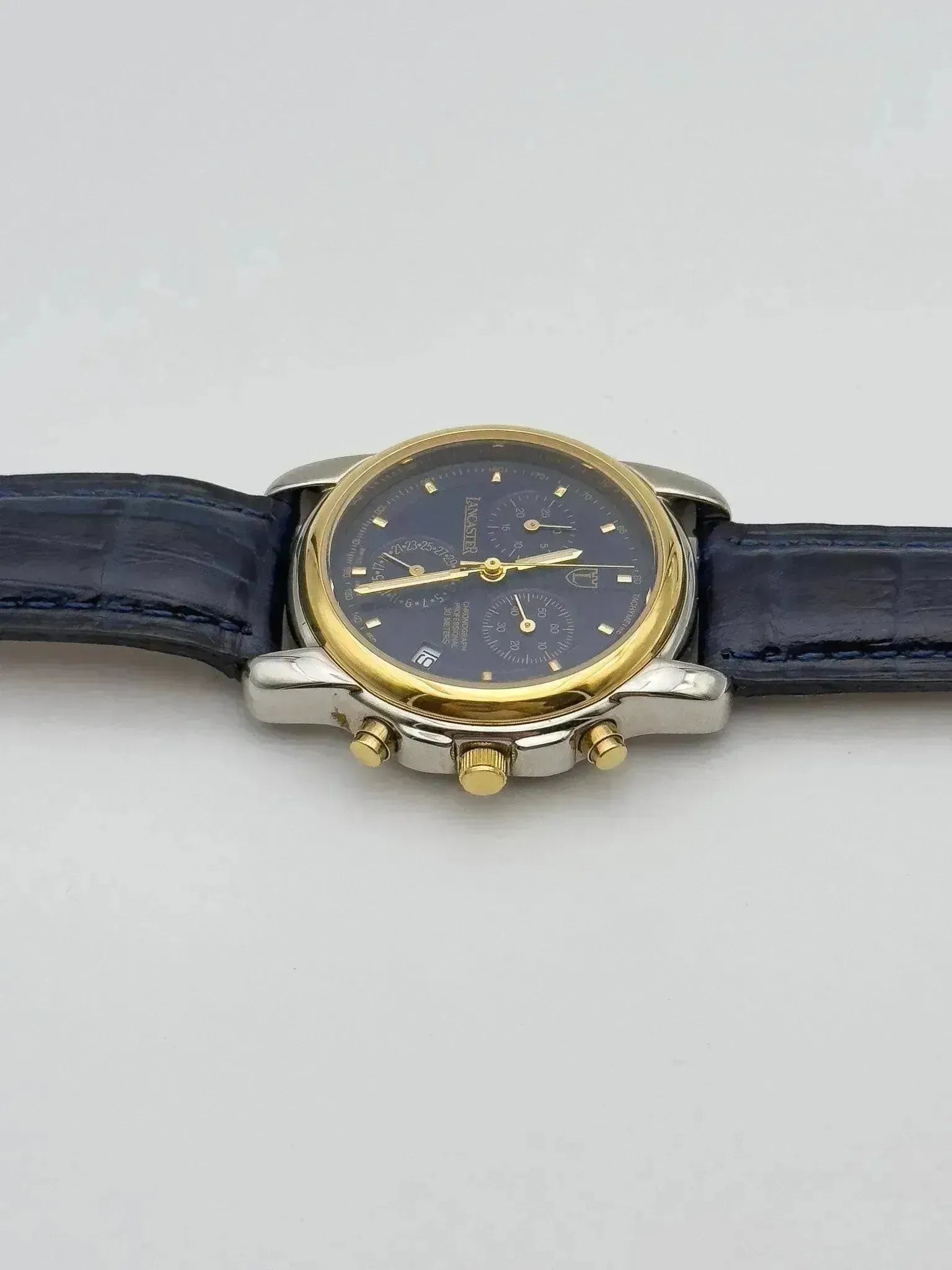 Lancaster - Chronographe Bleu Acier Or - NOS - 1990s - Atelier Victor