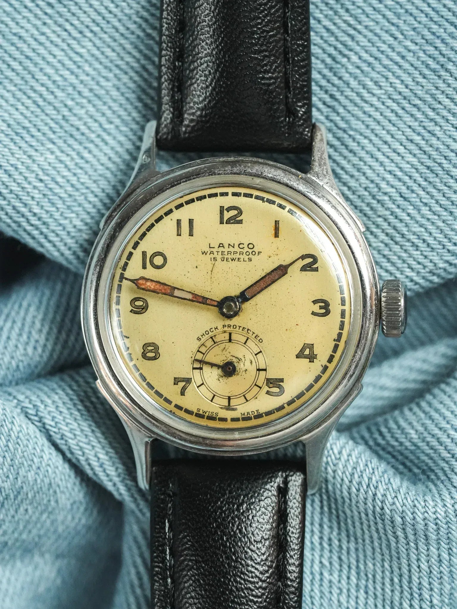 Lanco - montre militaire d'après guerre WWII Cadran Crème - 1940s - Atelier Victor
