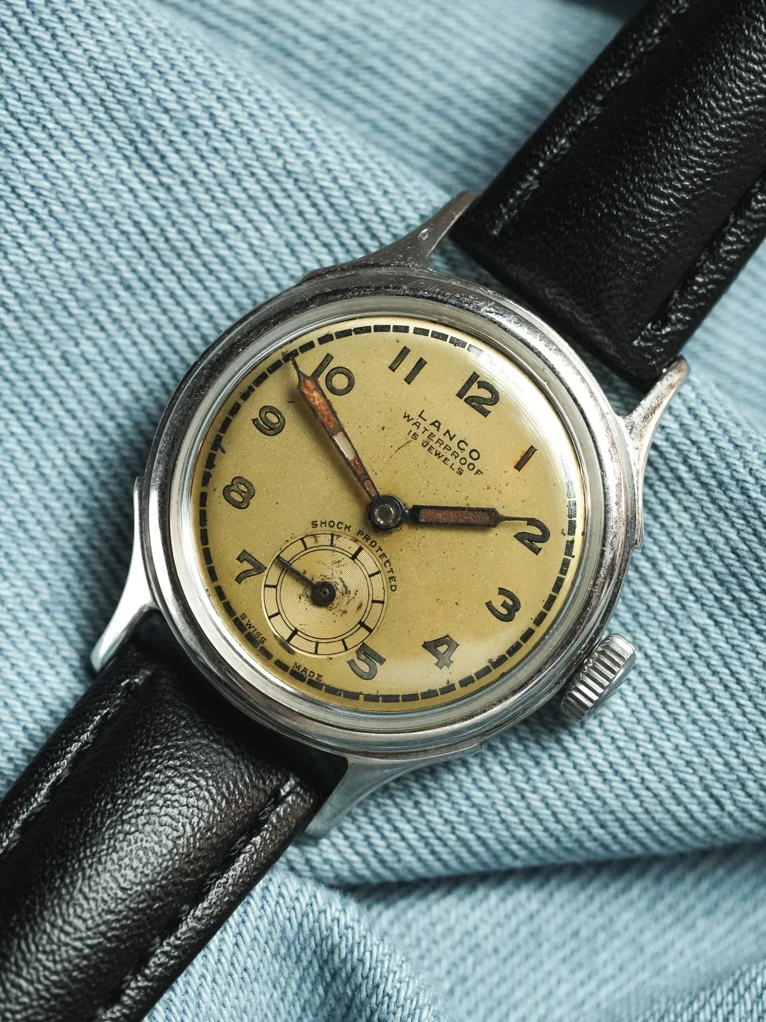 Lanco - montre militaire d'après guerre WWII Cadran Crème - 1940s - Atelier Victor