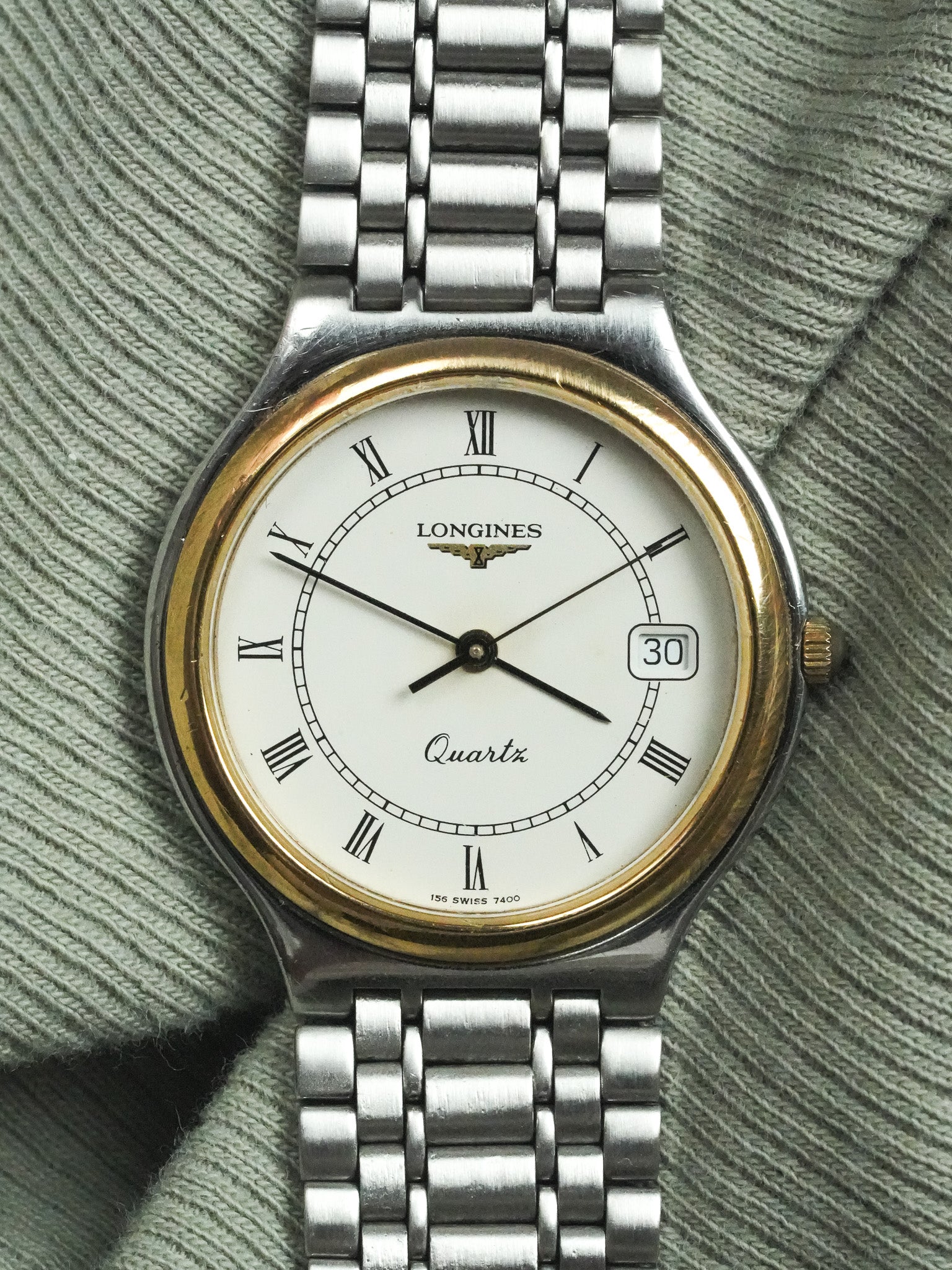 Longines - Bracelet Acier Maille Lunette Or - Papier - 1991 - Atelier Victor - Vintage  Shop