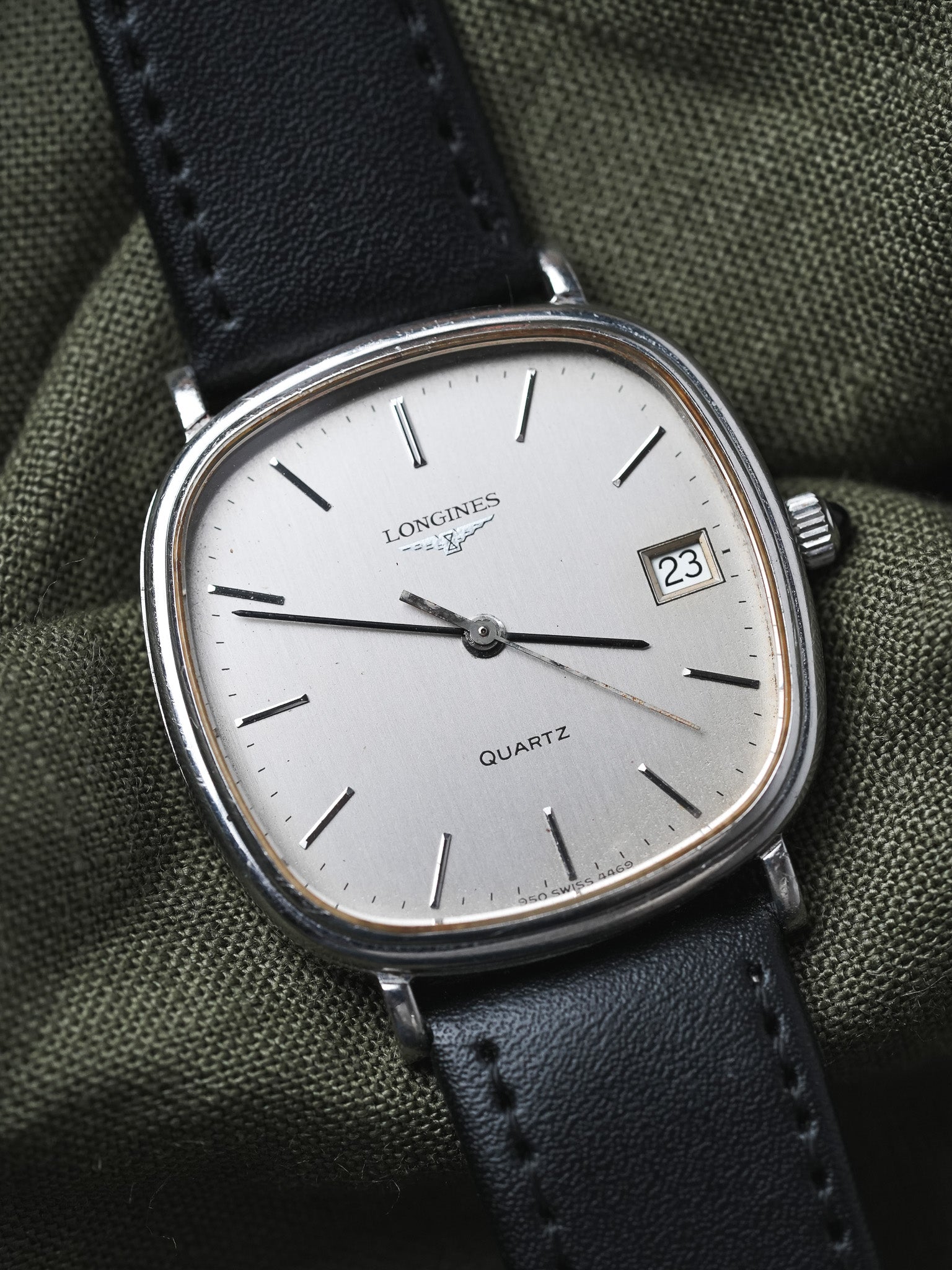 Longines - Cadran TV Acier Patiné date - 1980s - Atelier Victor - Vintage  Shop