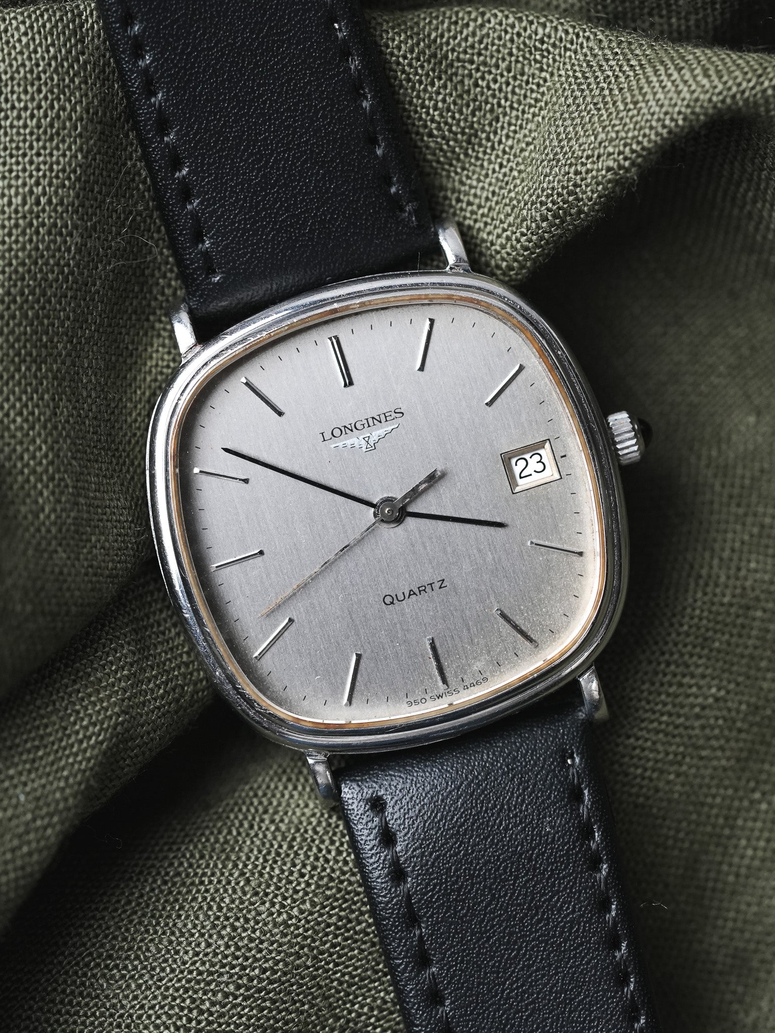 Longines - Cadran TV Acier Patiné date - 1980s - Atelier Victor - Vintage  Shop