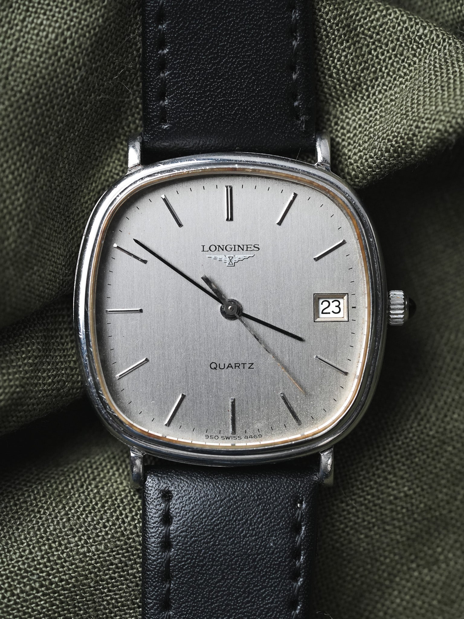 Longines - Cadran TV Acier Patiné date - 1980s - Atelier Victor - Vintage  Shop