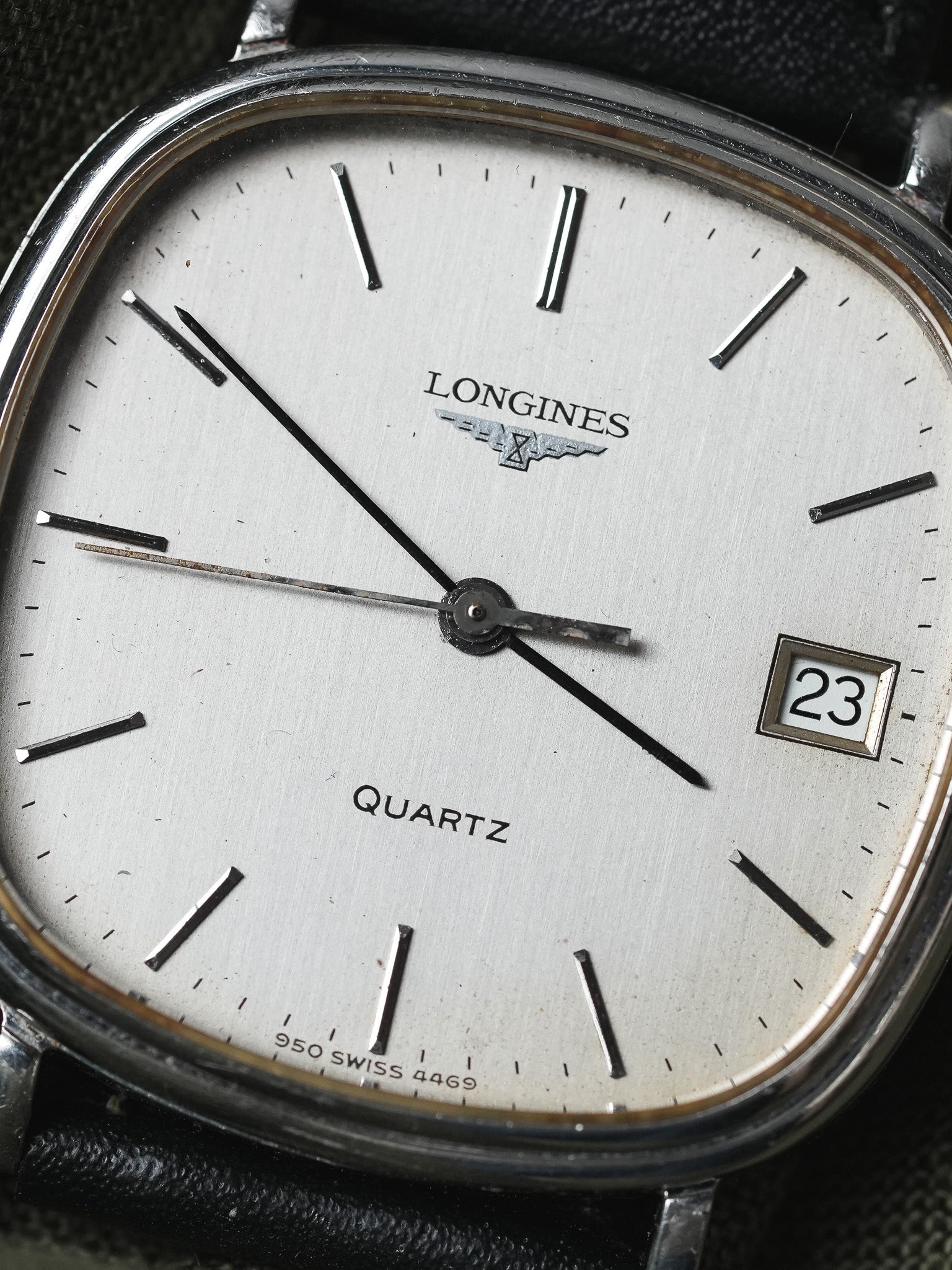 Longines - Cadran TV Acier Patiné date - 1980s - Atelier Victor - Vintage  Shop