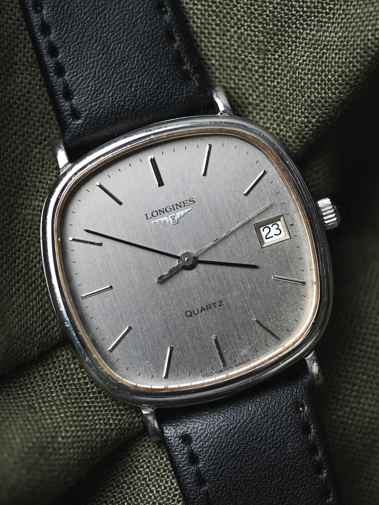 Longines - Cadran TV Acier Patiné date - 1980s - Atelier Victor - Vintage  Shop