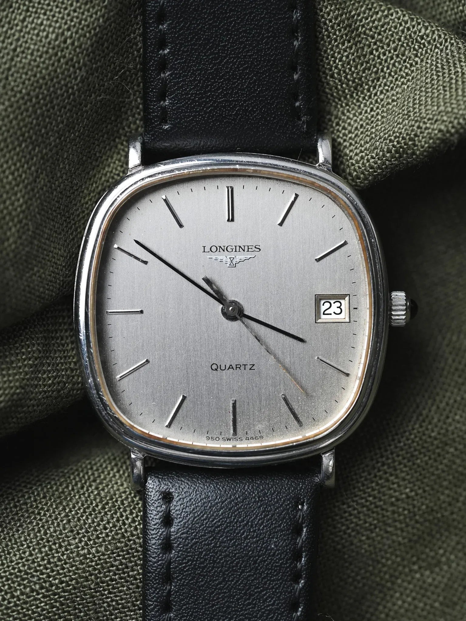Longines - Cadran TV Acier Patiné date - 1980s - Atelier Victor - Vintage  Shop