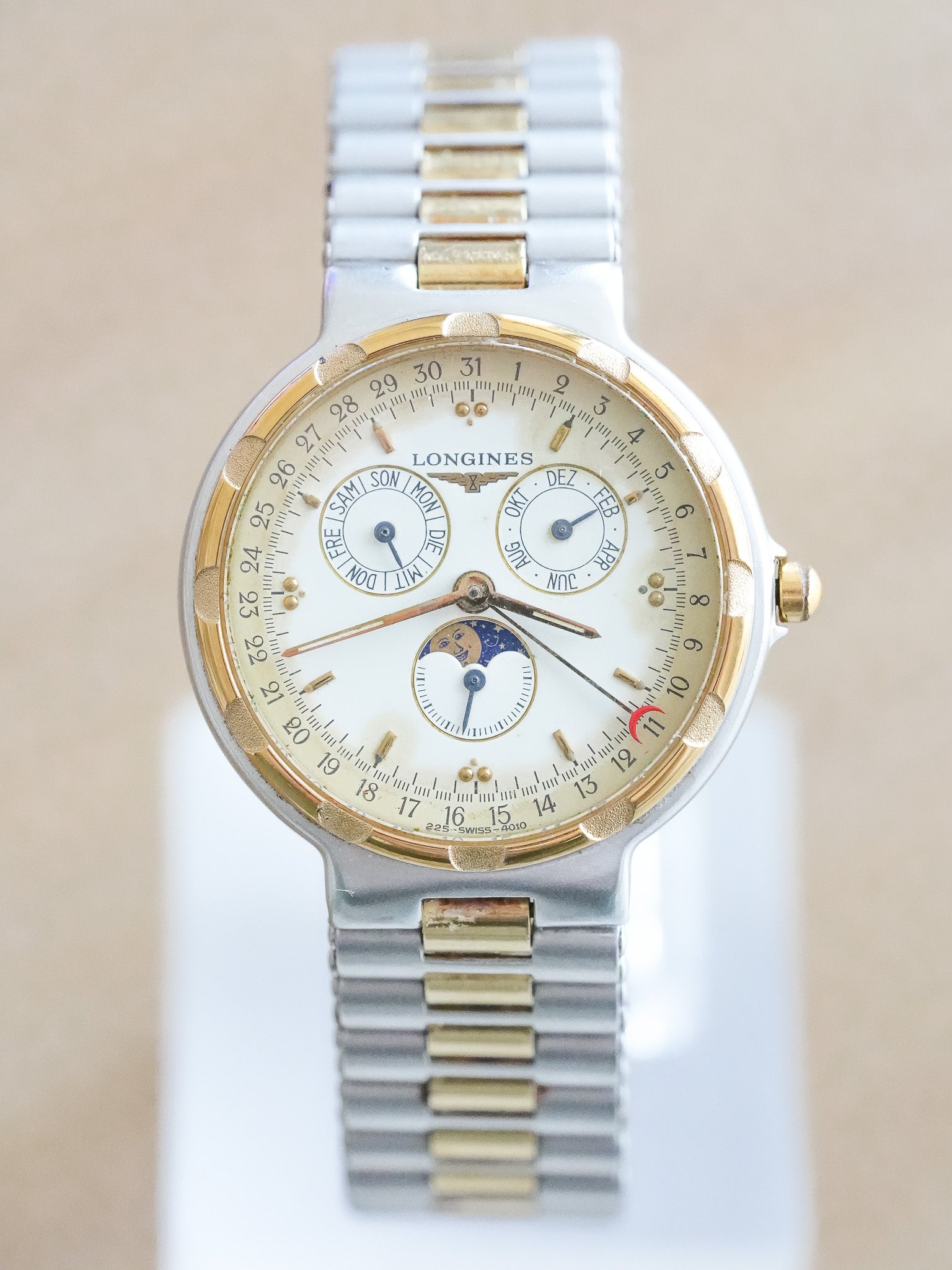 Longines - Conquest Triple Calendar Phase de lune Acier Or Patinée - 1990s - Atelier Victor Paris - Vintage Watch Shop Dubai