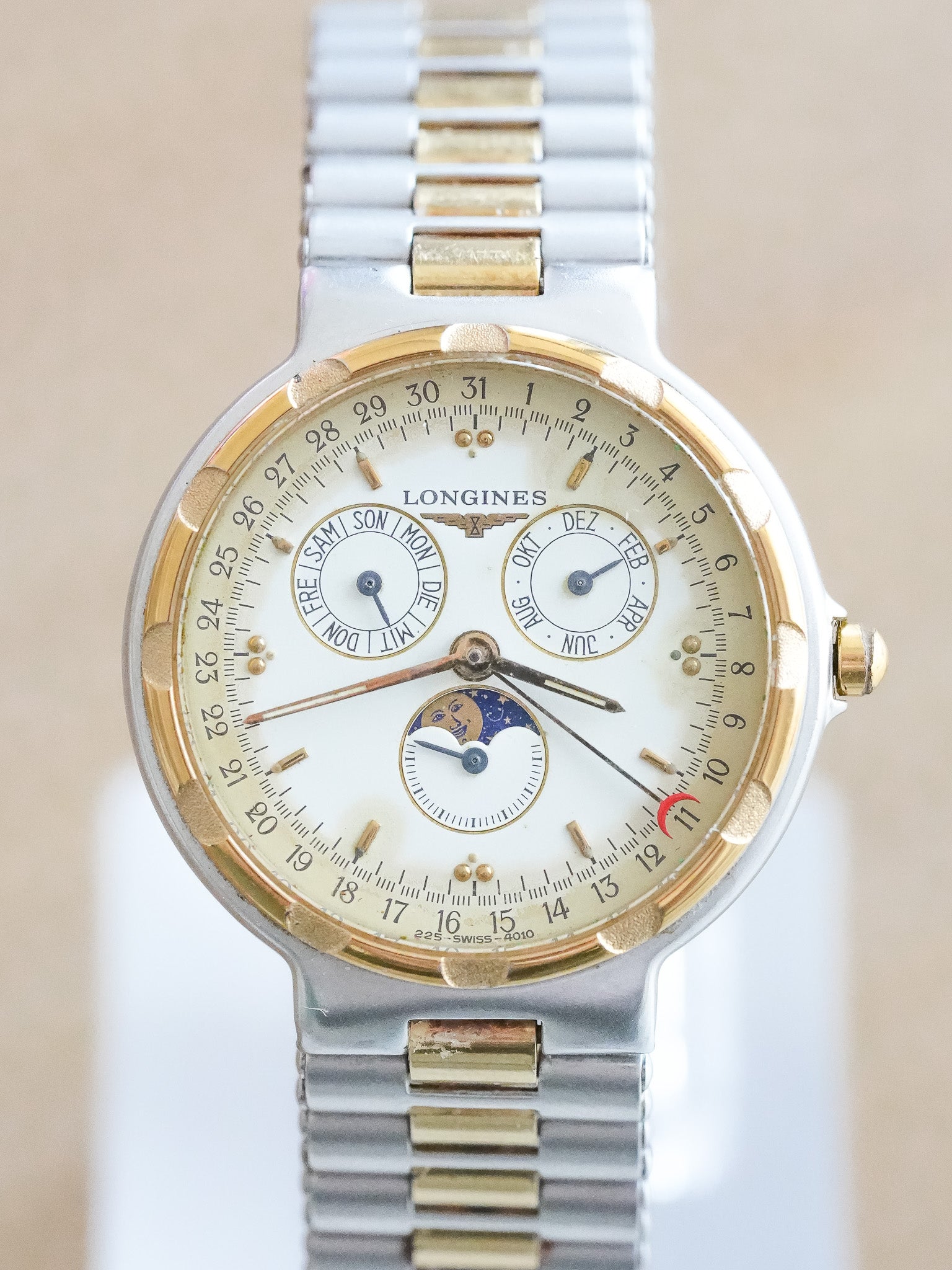 Longines - Conquest Triple Calendar Phase de lune Acier Or Patinée - 1990s - Atelier Victor Paris - Vintage Watch Shop Dubai
