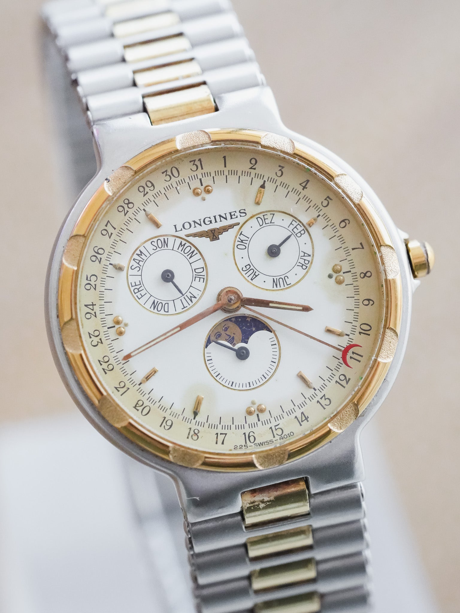 Longines - Conquest Triple Calendar Phase de lune Acier Or Patinée - 1990s - Atelier Victor Paris - Vintage Watch Shop Dubai