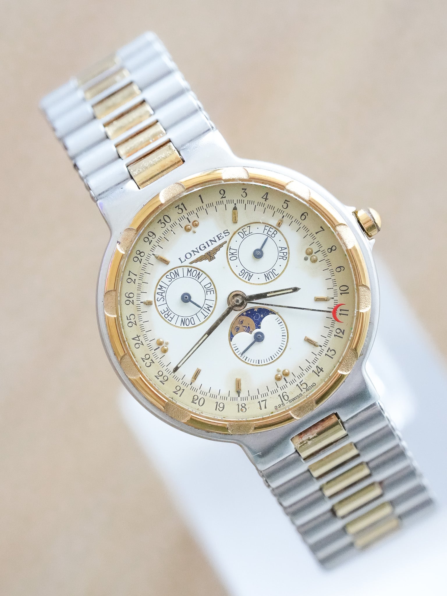 Longines - Conquest Triple Calendar Phase de lune Acier Or Patinée - 1990s - Atelier Victor Paris - Vintage Watch Shop Dubai