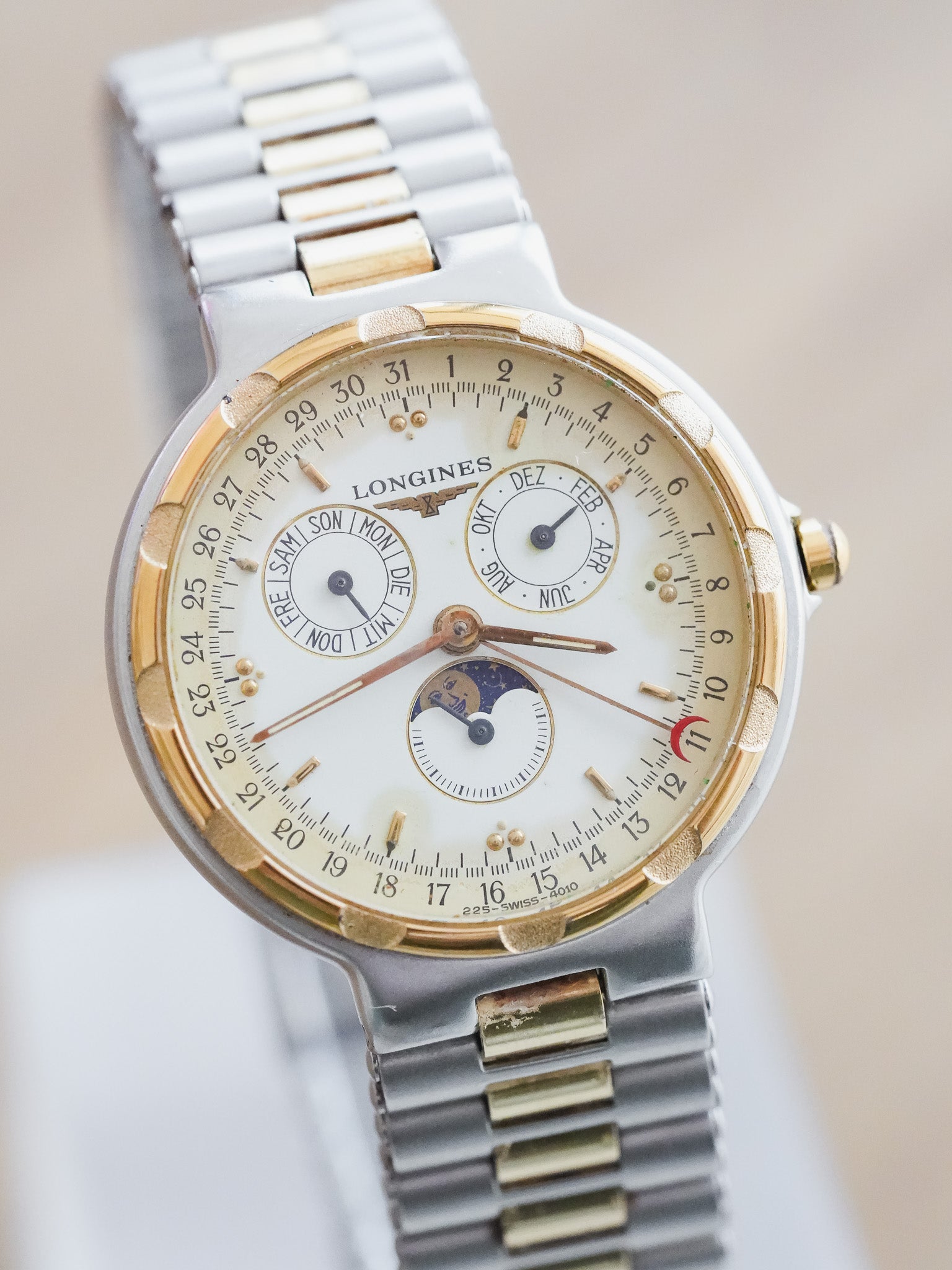 Longines - Conquest Triple Calendar Phase de lune Acier Or Patinée - 1990s - Atelier Victor Paris - Vintage Watch Shop Dubai