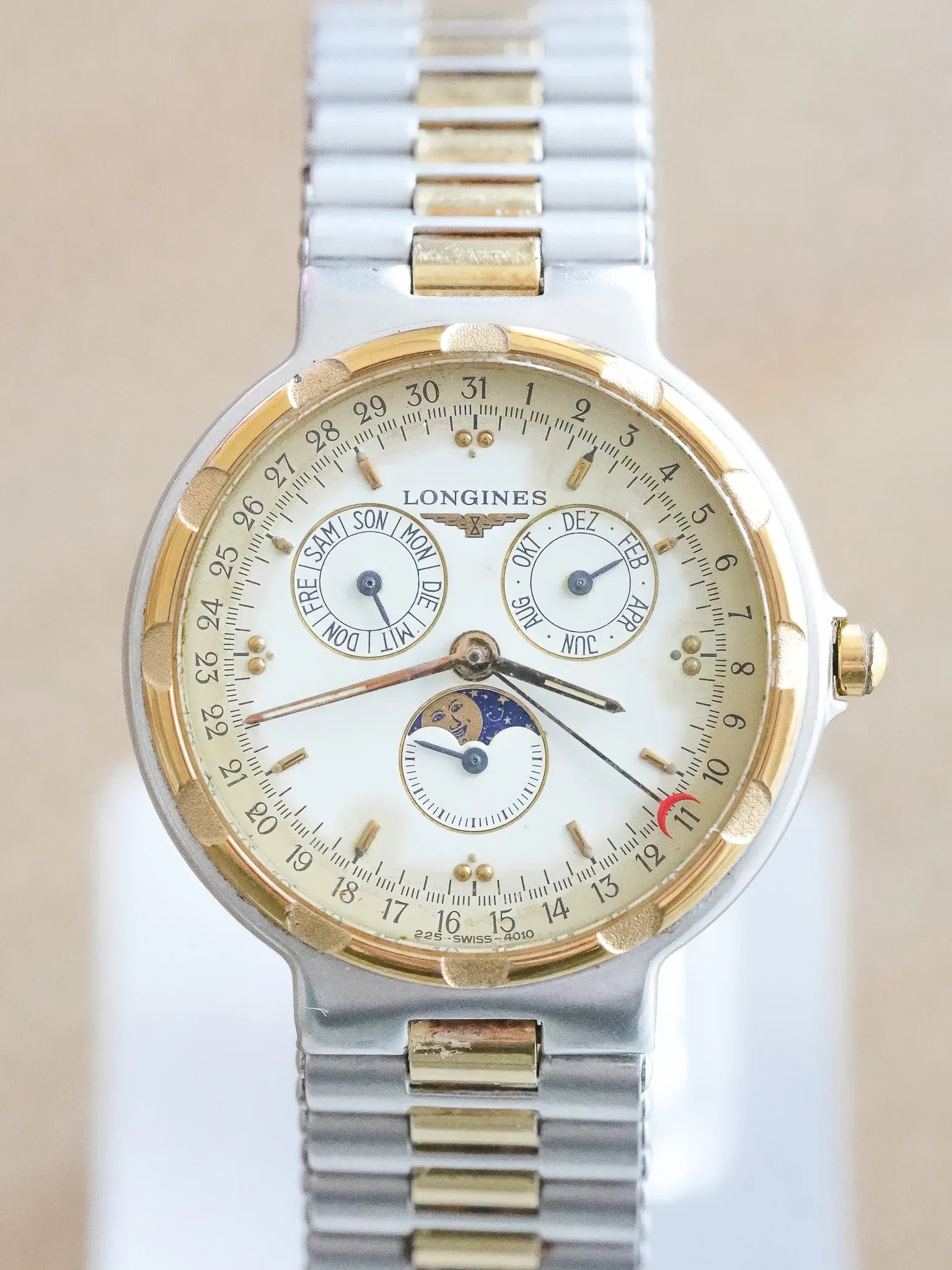 Longines - Conquest Triple Calendar Phase de lune Acier Or Patinée - 1990s - Atelier Victor - Vintage  Shop