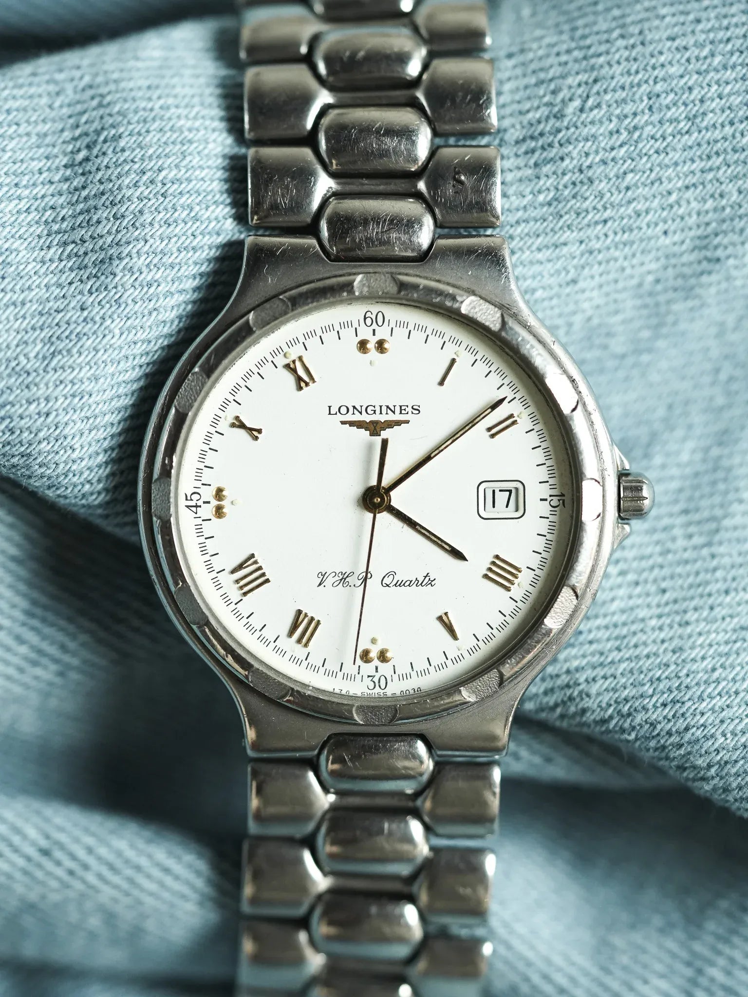Longines - Conquest V.H.P Acier Date Blanc Index Or - 1990s - Atelier Victor - Vintage  Shop