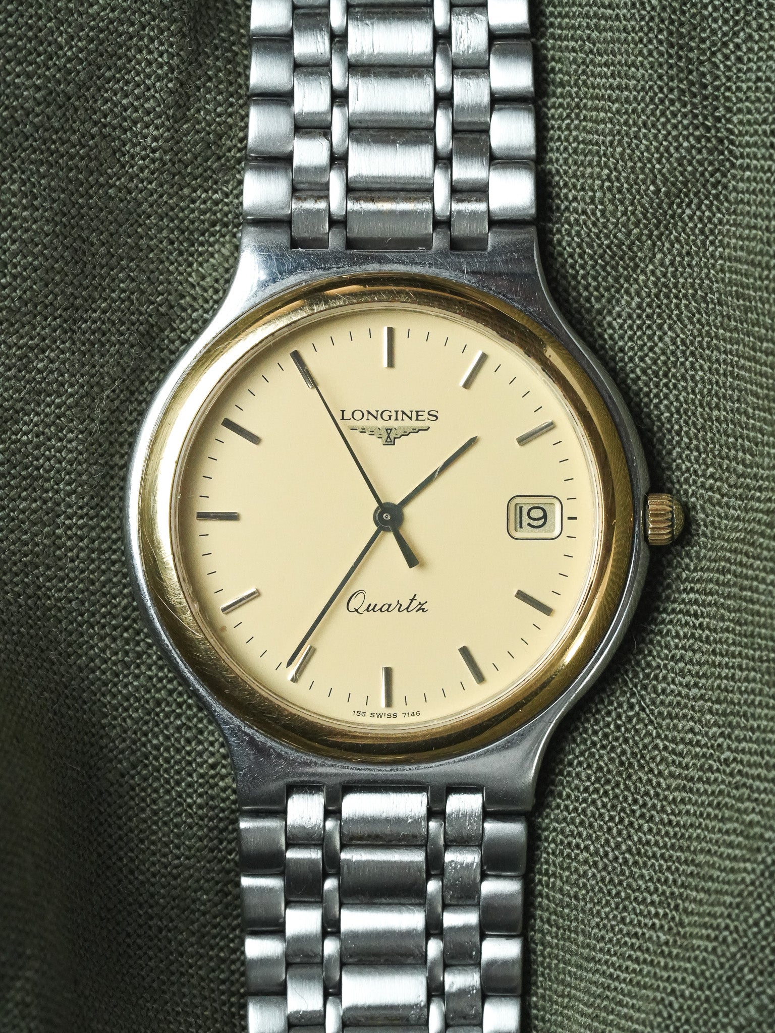 Longines - Flagship Maille Acier Cadran Lunette Or - 1980s - Atelier Victor - Vintage  Shop