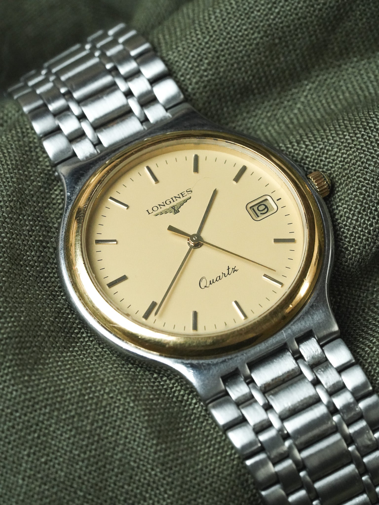 Longines - Flagship Maille Acier Cadran Lunette Or - 1980s - Atelier Victor - Vintage  Shop