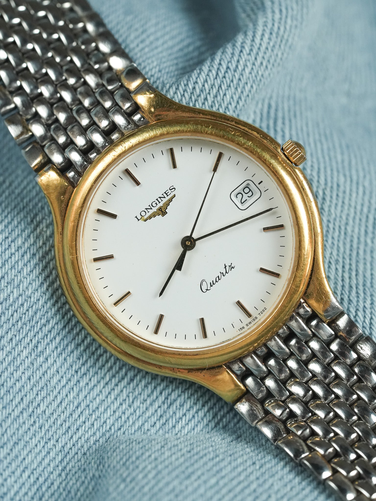 Longines - Flagship Slim Ronde Or Maille Acier - 1980s - Atelier Victor - Vintage  Shop