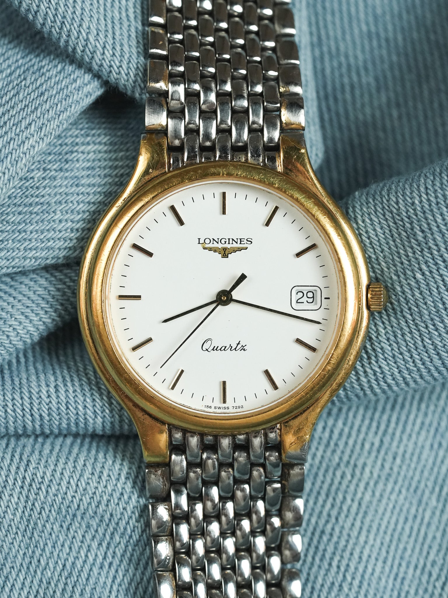 Longines - Flagship Slim Ronde Or Maille Acier - 1980s - Atelier Victor - Vintage  Shop