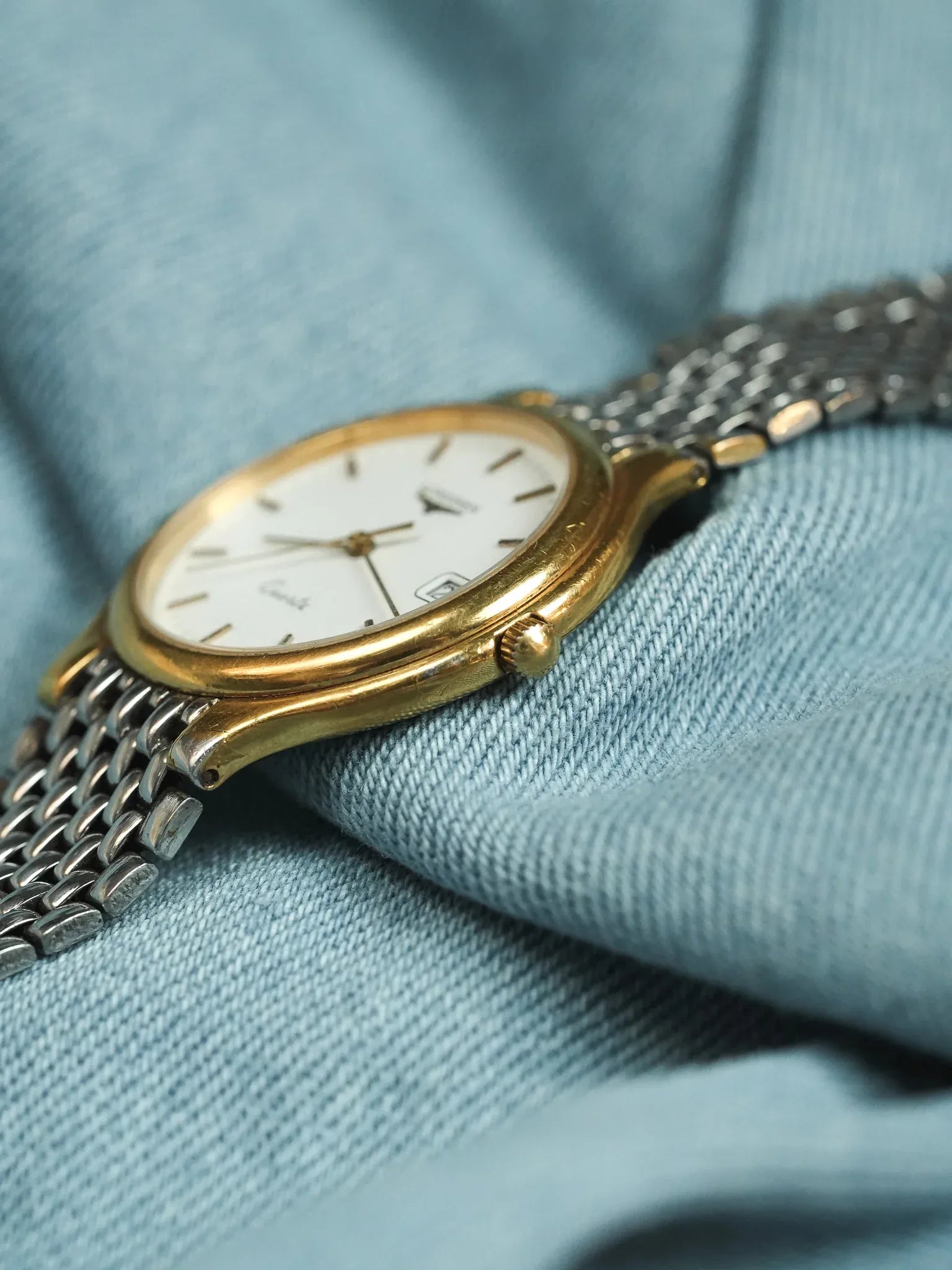 Longines - Flagship Slim Ronde Or Maille Acier - 1980s - Atelier Victor - Vintage  Shop
