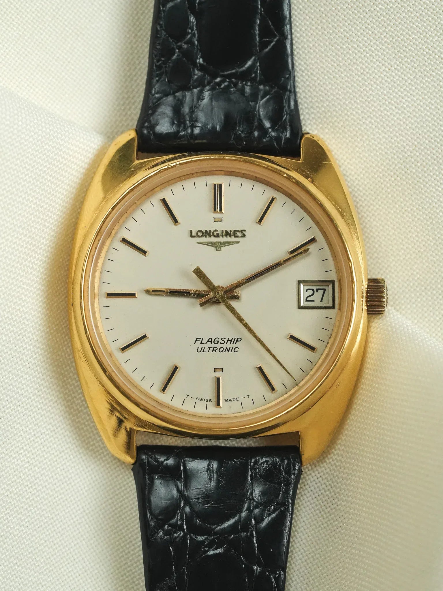 Longines - Flagship Ultronic Tonneau plaqué or - 1970s - Atelier Victor - Vintage  Shop