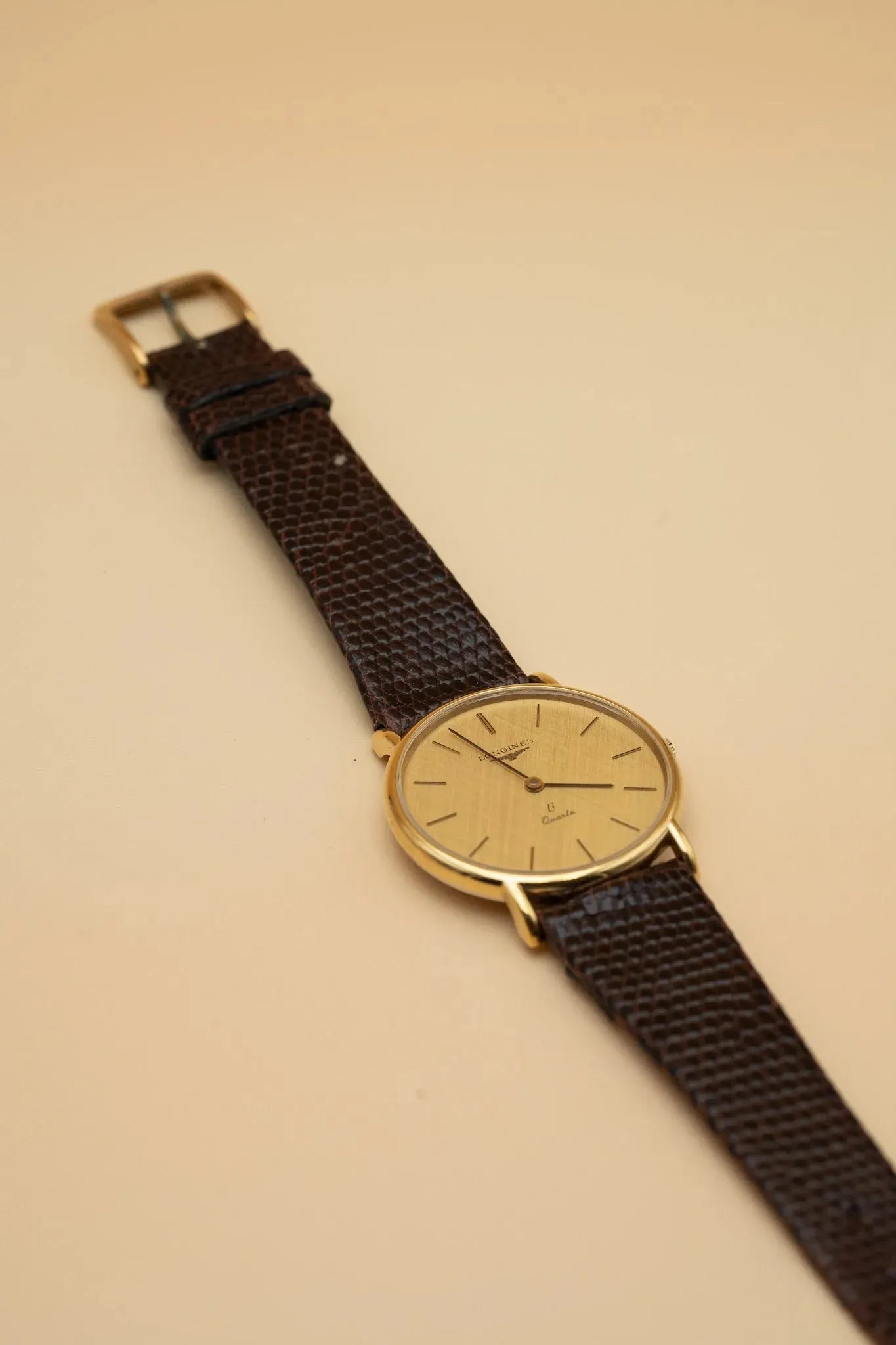 Longines - Li Quartz Cadran lin Plaque Or - Papier - 1985 - Atelier Victor Paris - Vintage Watch Shop Dubai