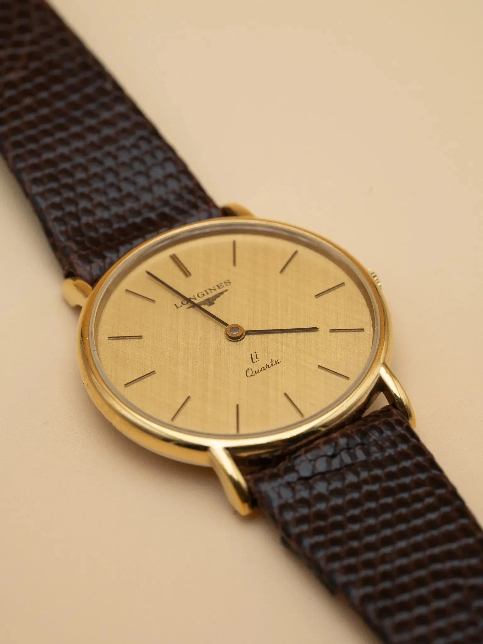 Longines - Li Quartz Cadran lin Plaque Or - Papier - 1985 - Atelier Victor Paris - Vintage Watch Shop Dubai