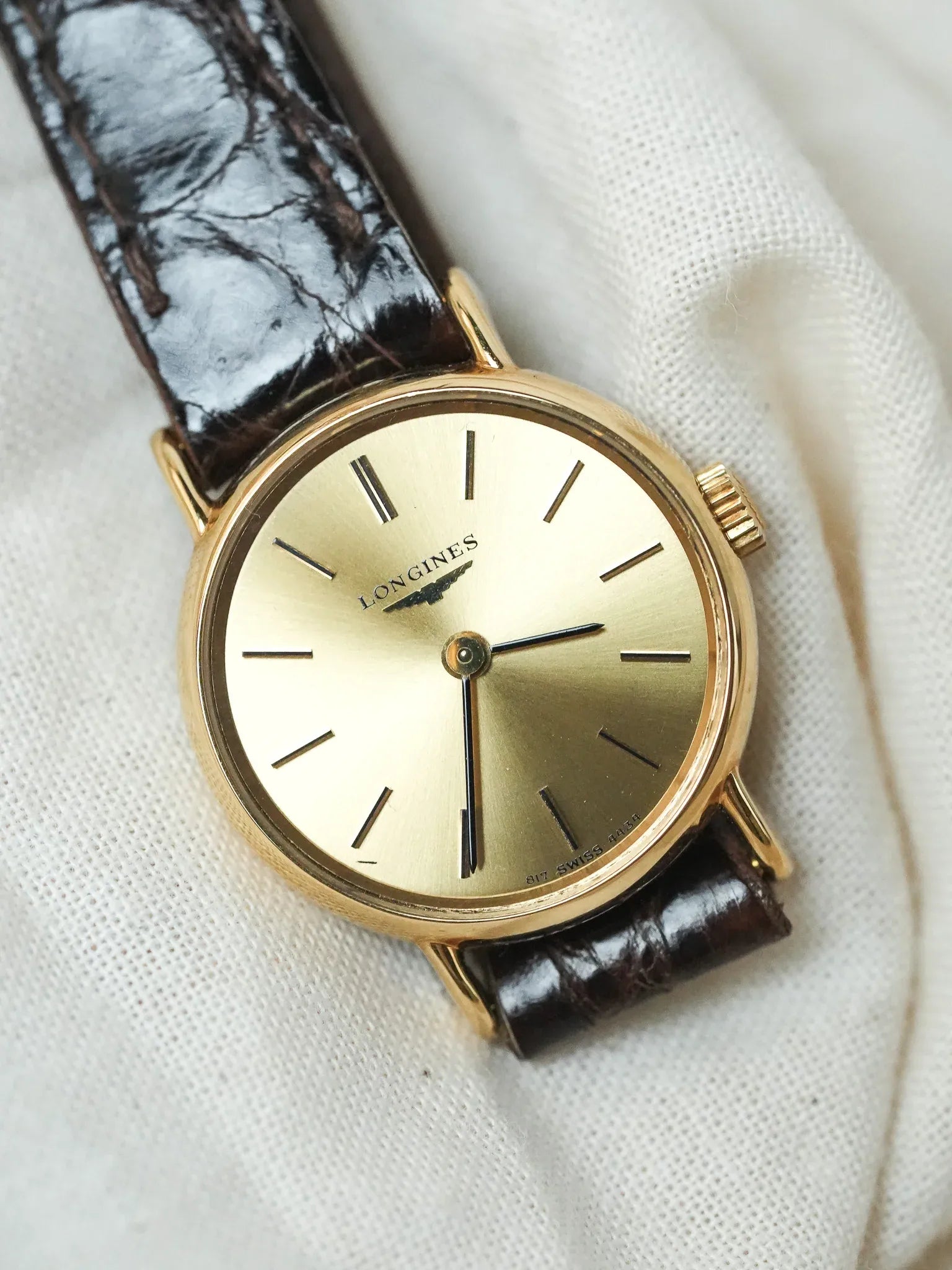 Longines- Mini Montre habillée femme plaqué Or Manuel - NOS - 1980s - Atelier Victor