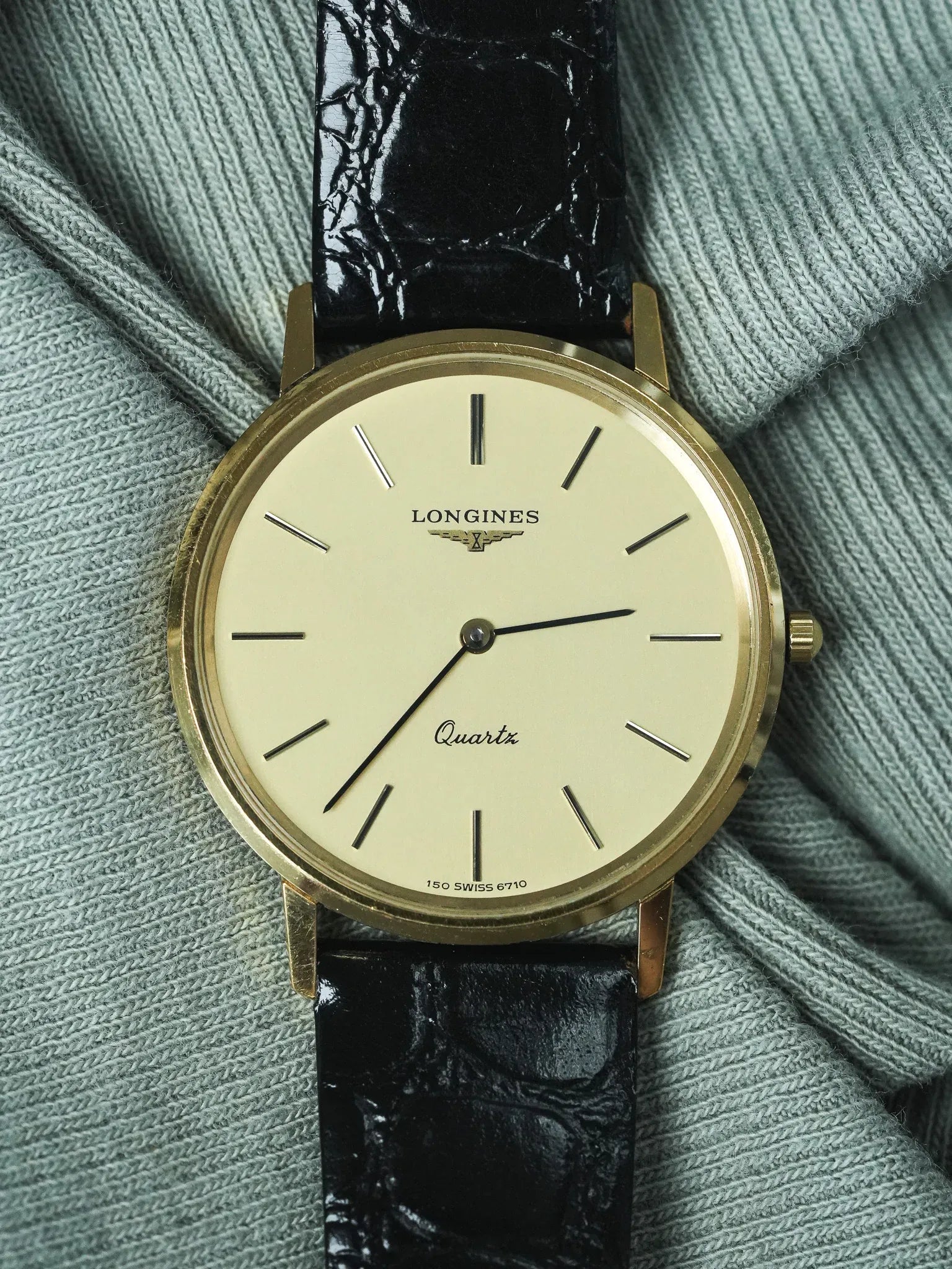 Longines - Extra dünne, goldplattierte Dressuhr Zifferblatt Gold - 1980s 