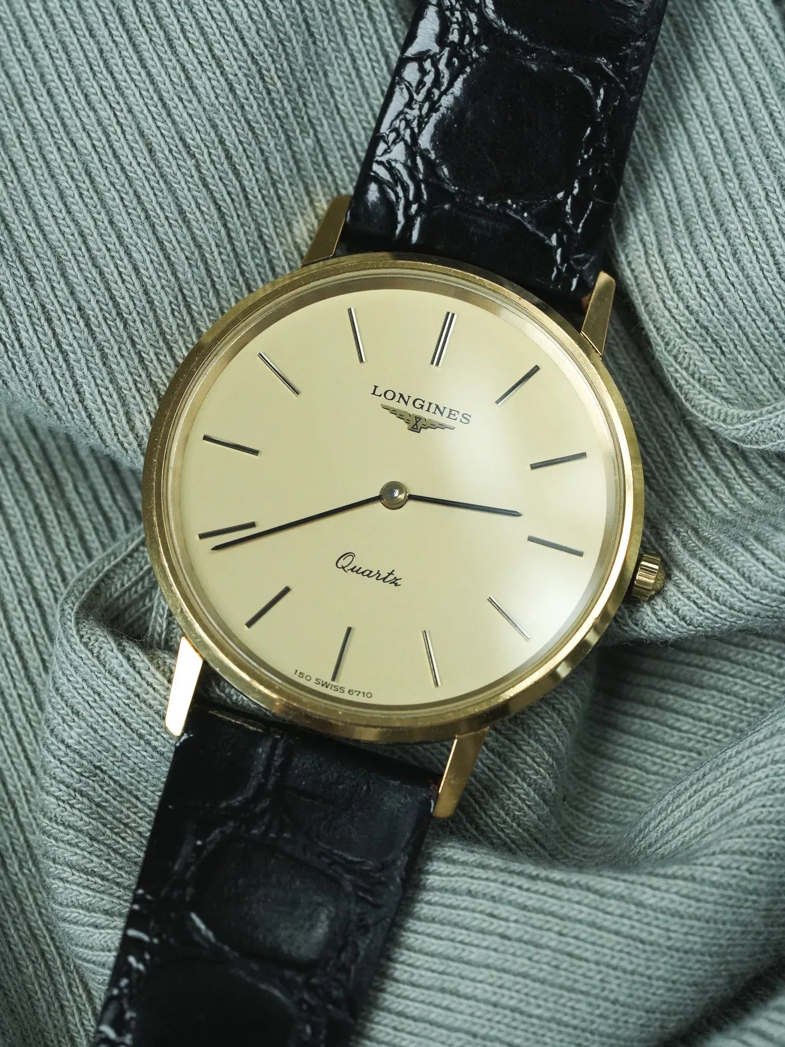 Longines - Extra dünne, goldplattierte Dressuhr Zifferblatt Gold - 1980s 
