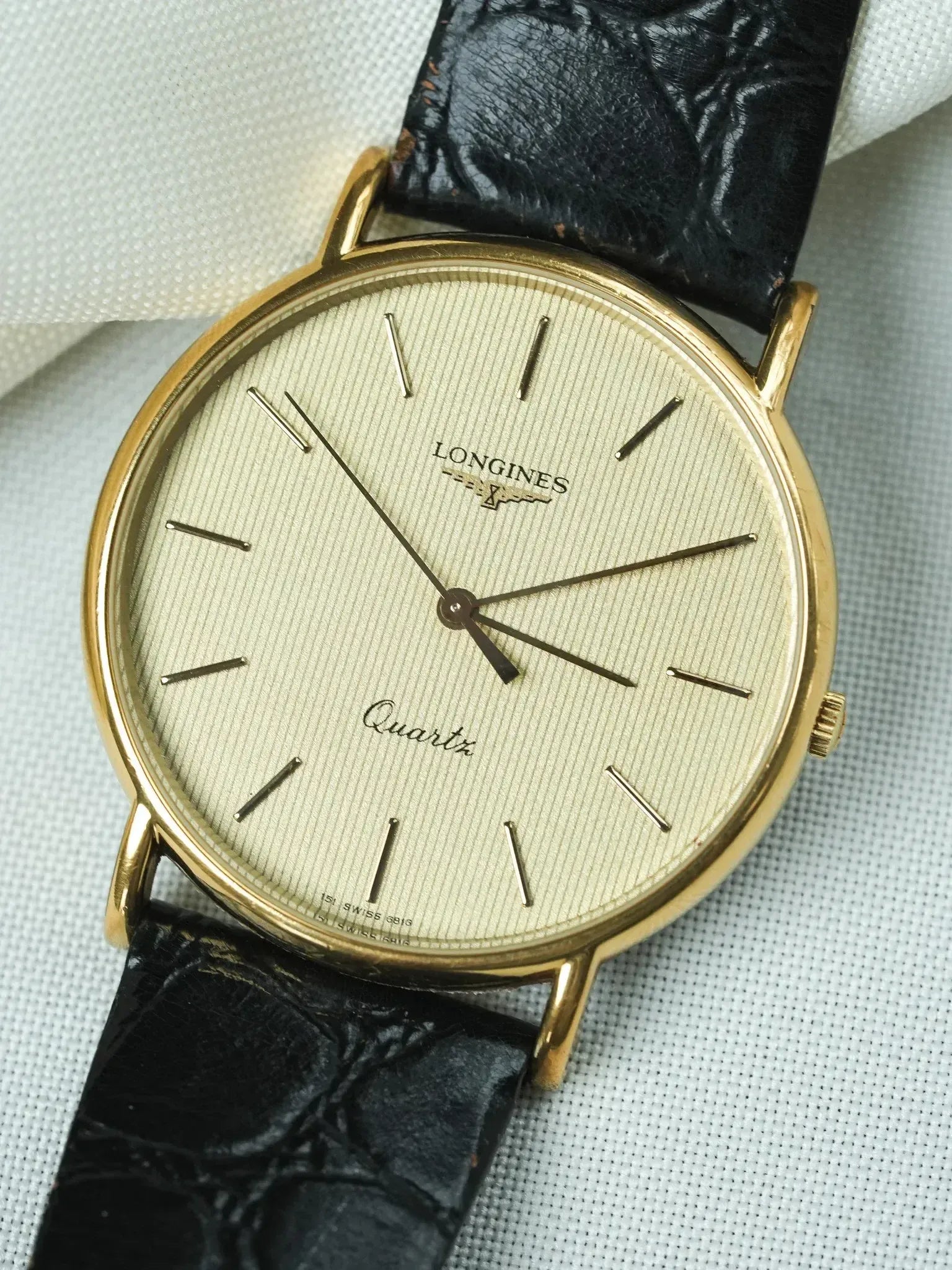 Longines Watch Gold Tapestry Dial 1980s | Atelier Victor