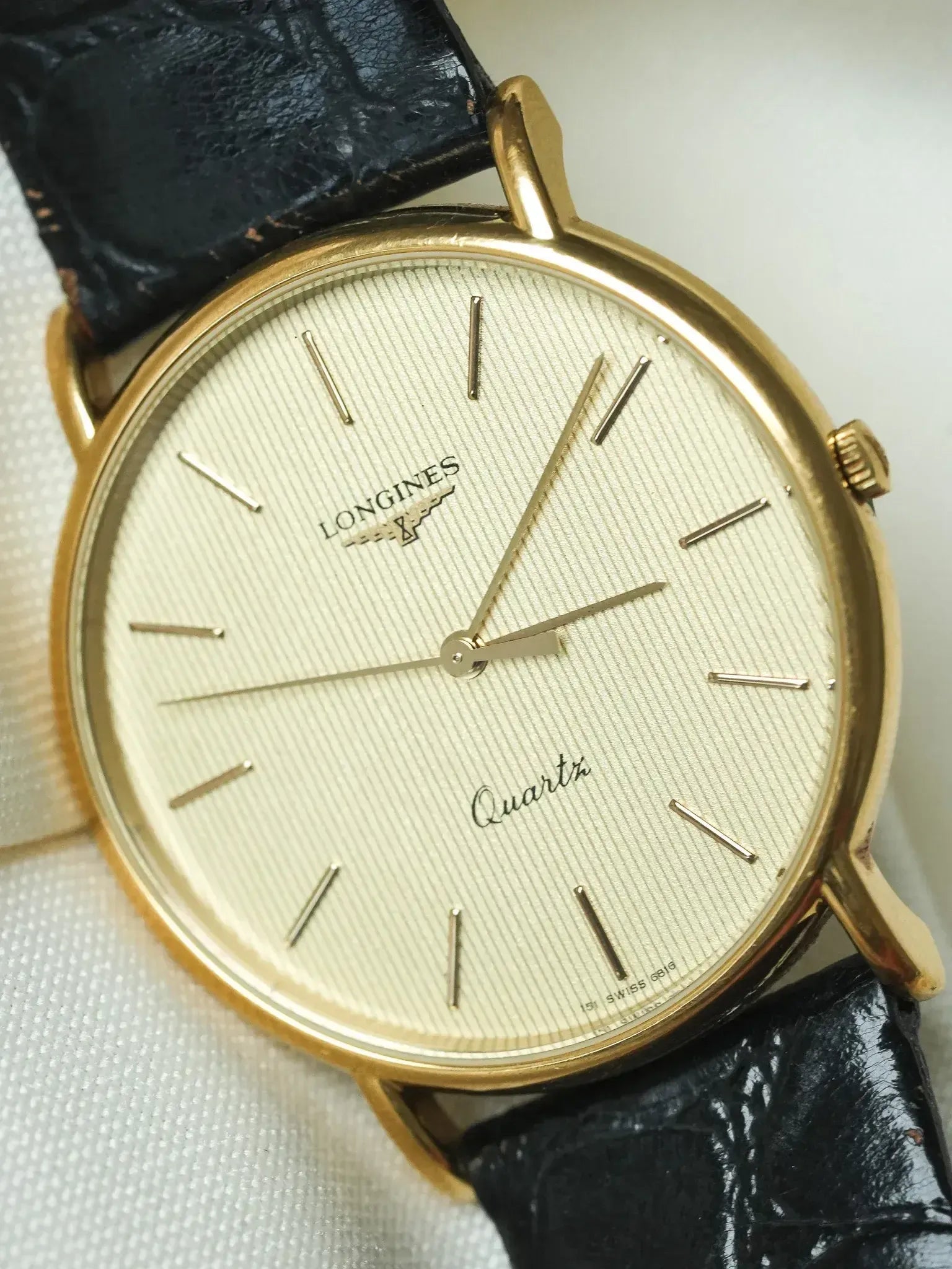 Longines Watch Gold Tapestry Dial 1980s | Atelier Victor