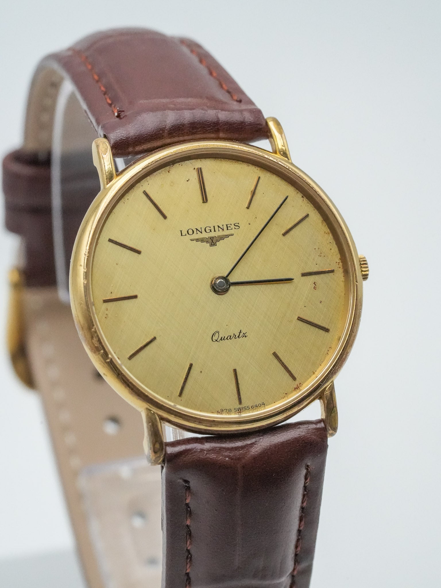 Longines - Plaqué Or Cadran lin Quartz - 1980s - Atelier Victor Paris - Vintage Watch Shop Dubai