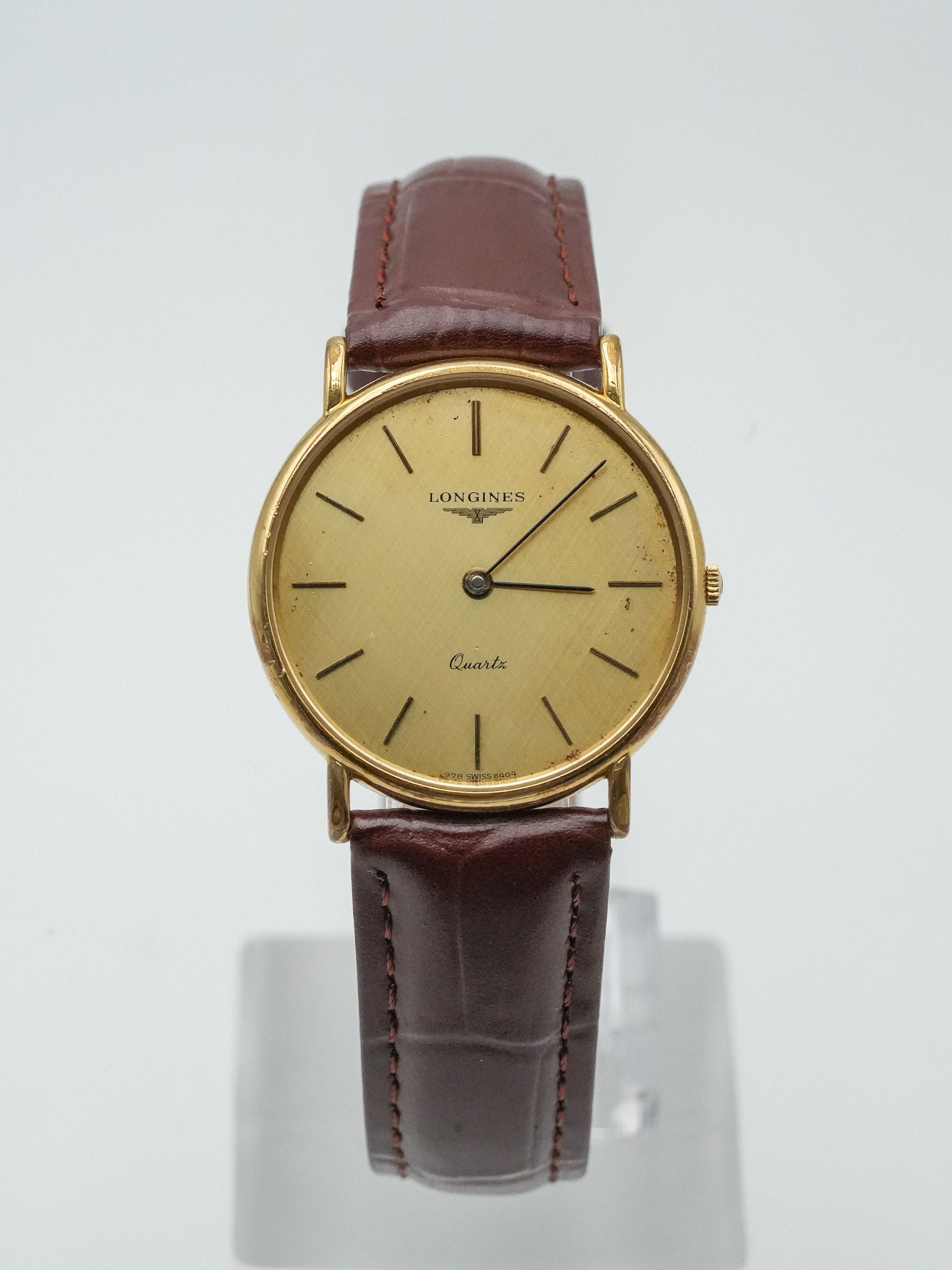 Longines - Plaqué Or Cadran lin Quartz - 1980s - Atelier Victor Paris - Vintage Watch Shop Dubai